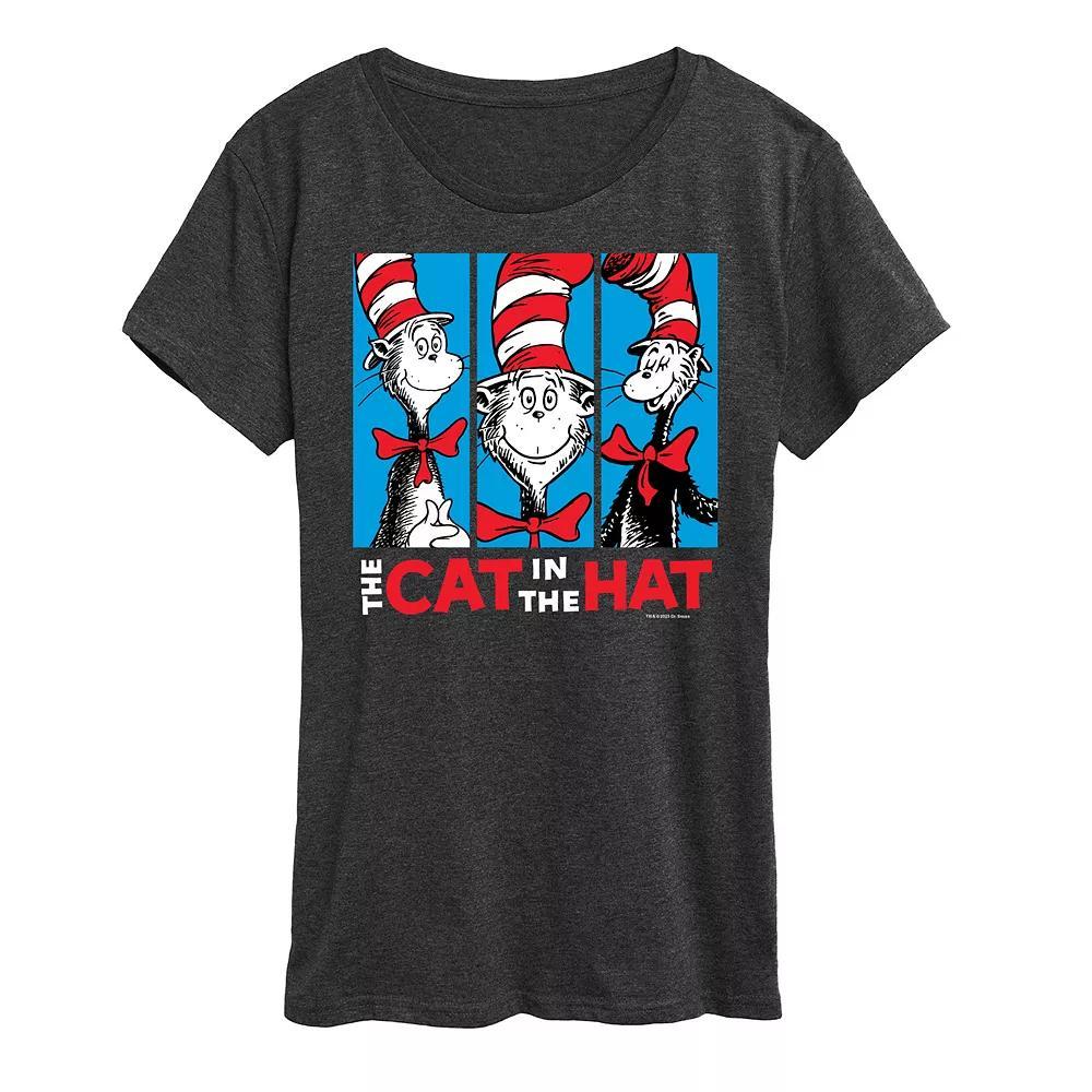 Womens Dr. Seuss Cat In The Hat Graphic Tee Grey Gray Product Image