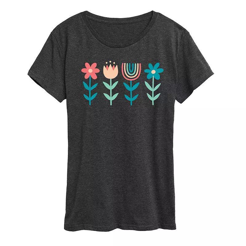 Disneys Mickey Mouse Womens Plaid Silhouette Graphic Tee, Girls Grey Blue Product Image