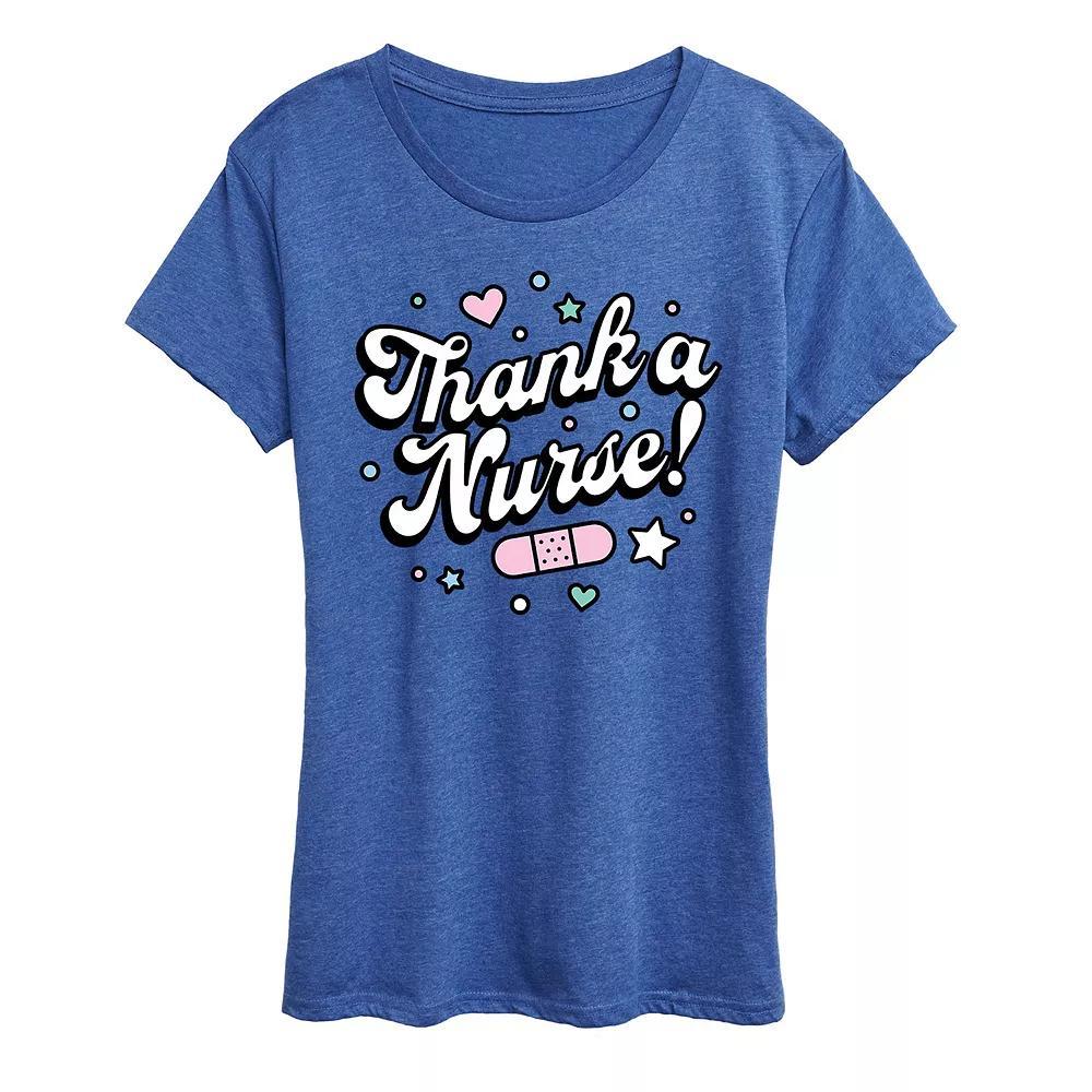 Womens Thank A Nurse Graphic Tee Grey Gray Product Image