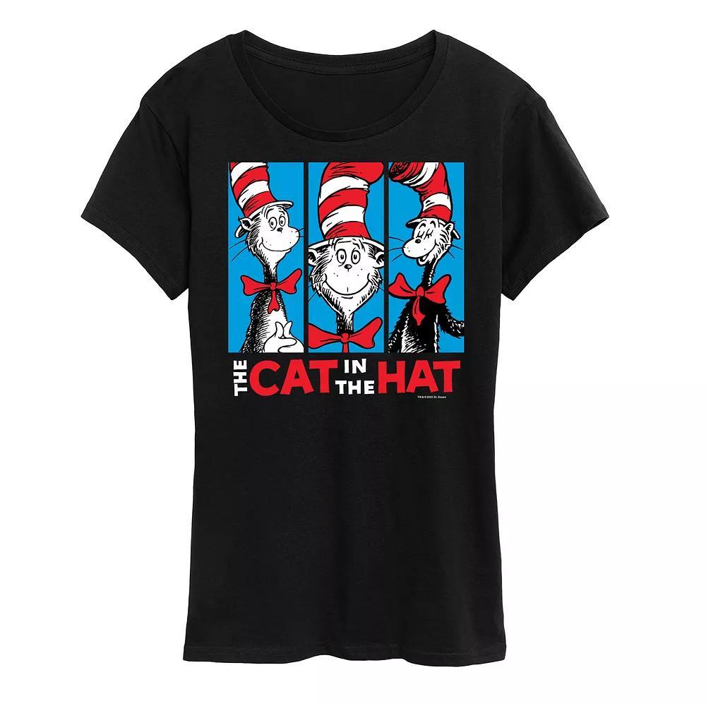 Womens Dr. Seuss Cat In The Hat Graphic Tee Grey Gray Product Image
