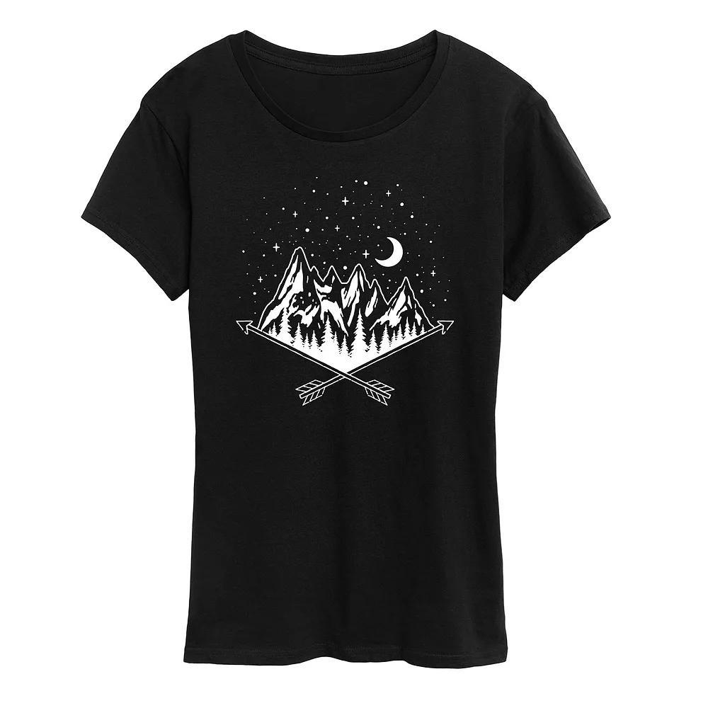 Womens Mounatin Scene Graphic Tee Heather Grey Product Image
