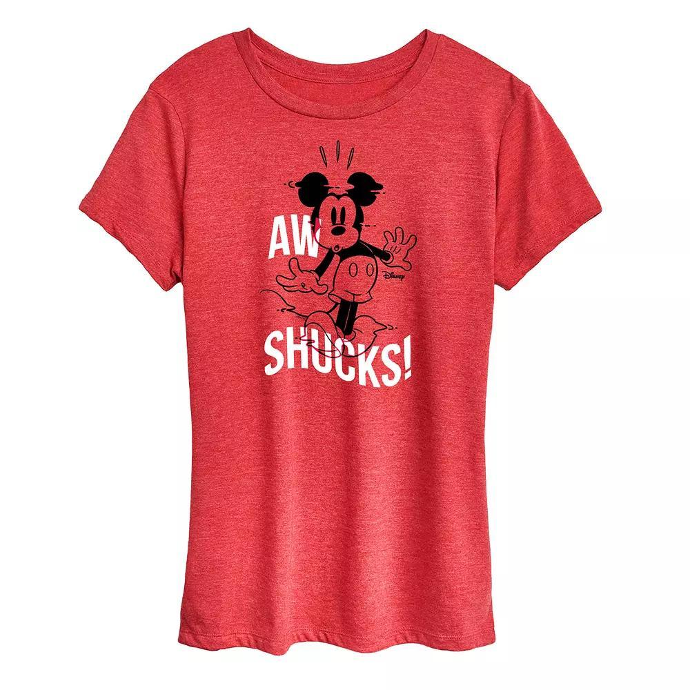 Disney's Mickey Mouse Women's Ah Shucks Graphic Tee, Size: XL, Grey Red Product Image