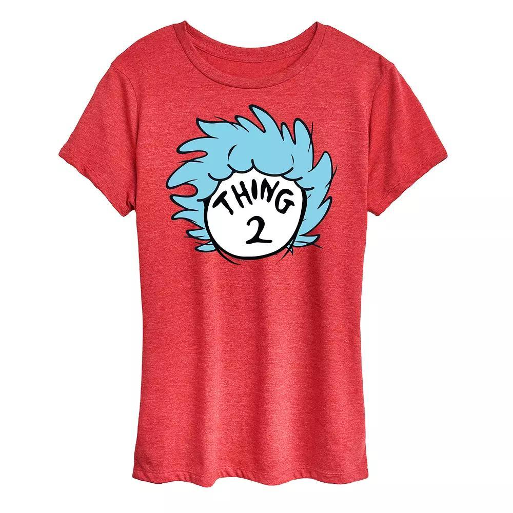 Women's Dr. Seuss Thing 1 Graphic Tee, Size: Large, Grey Red Product Image