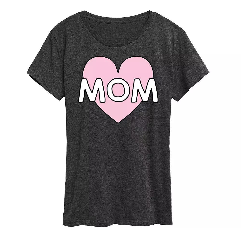 Women's Mom Heart Graphic Tee, Size: Medium, Grey Gray Product Image