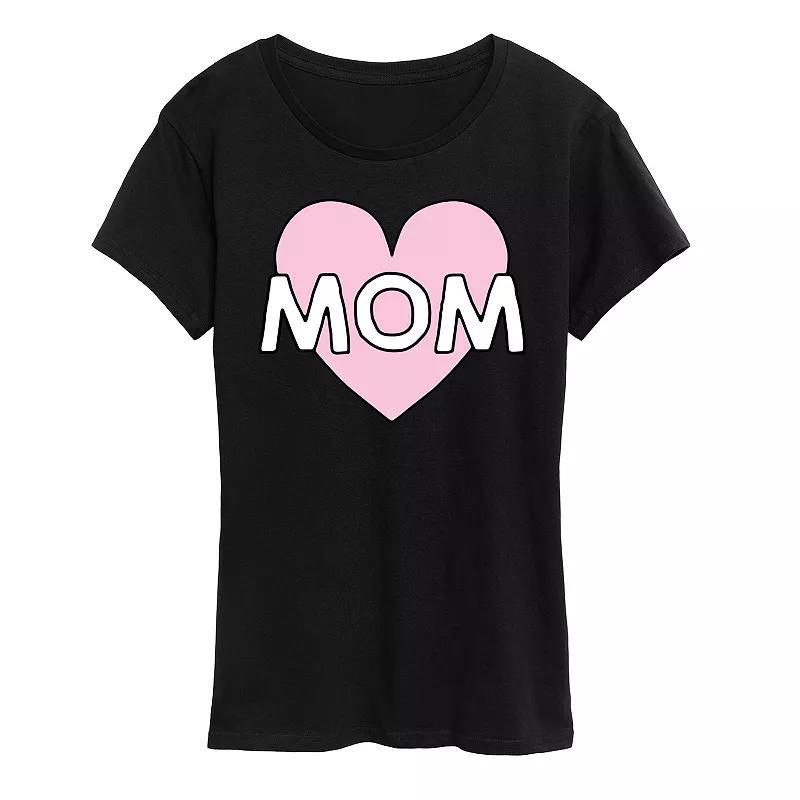 Women's Mom Heart Graphic Tee, Size: Medium, Grey Gray Product Image