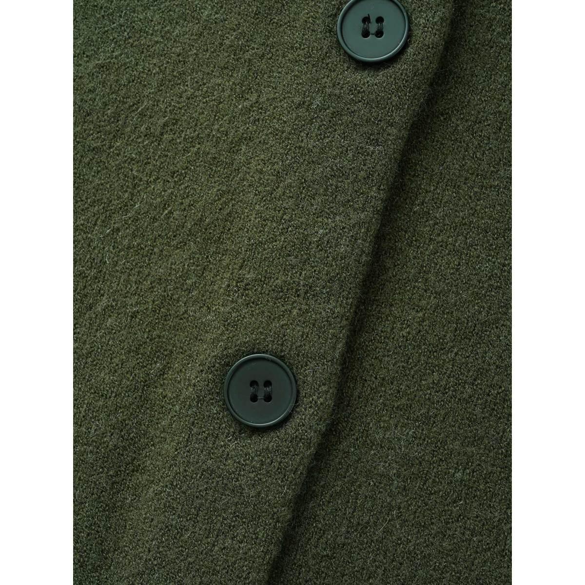 Plus Size Plain Round Neck Button Through Cardigan DarkGreen Women Casual Long Sleeve Everyday Cardigans BloomChic 30/6X Product Image