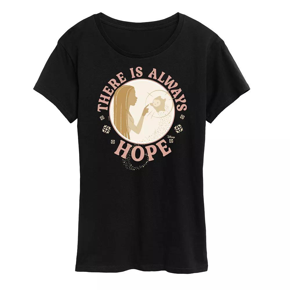 Disneys Wish Asha and Star Womens There Is Always Hope Graphic Tee, Girls Grey Green Product Image