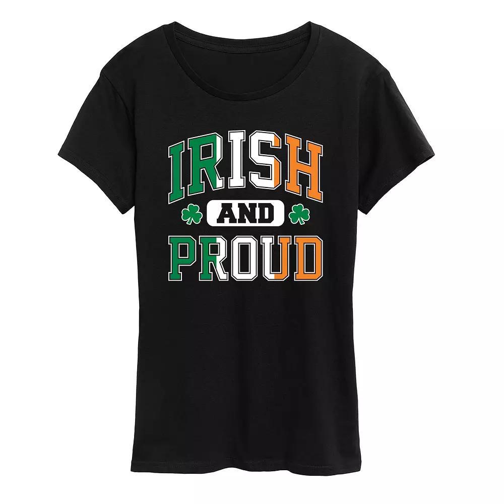 Women's Irish And Proud Graphic Tee, Size: Large, Heather Grey Product Image