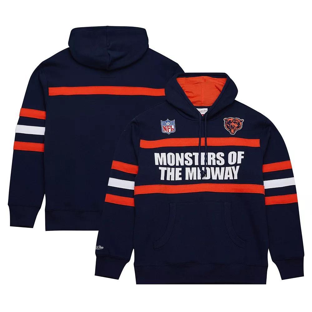 Men's  Navy Chicago Bears Vintage Logo Head Coach Fleece Pullover Hoodie, Size: Small, Blue Product Image