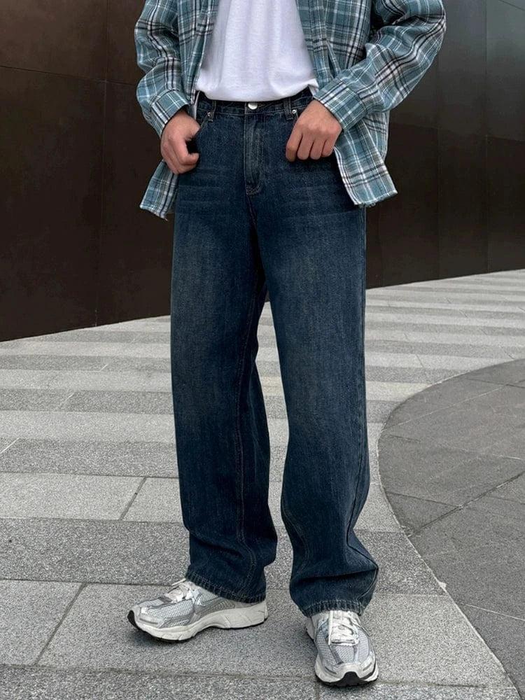 RT No. 19521 WASHED DENIM STRAIGHT JEANS Product Image