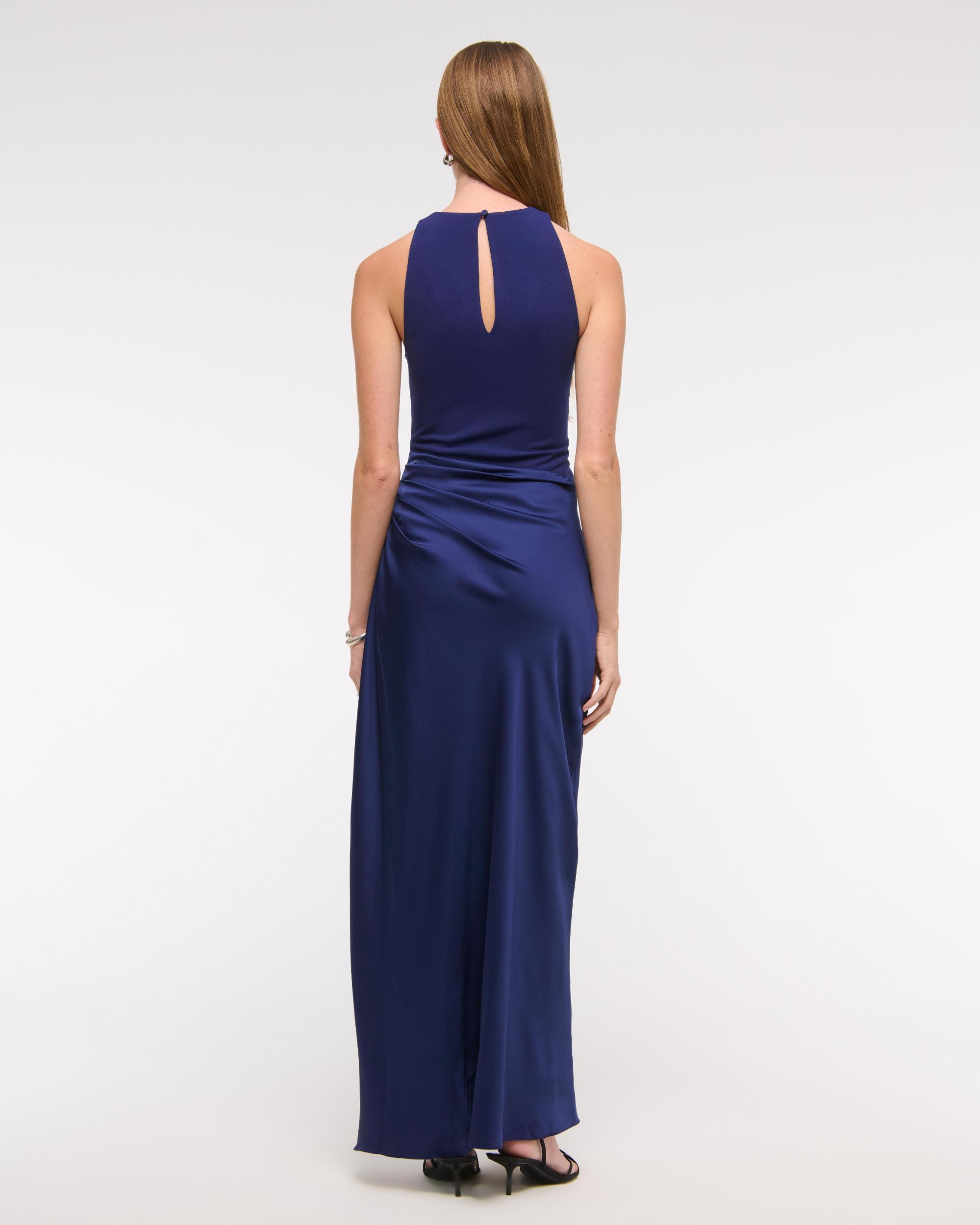 High-Neck Draped Maxi Dress Product Image