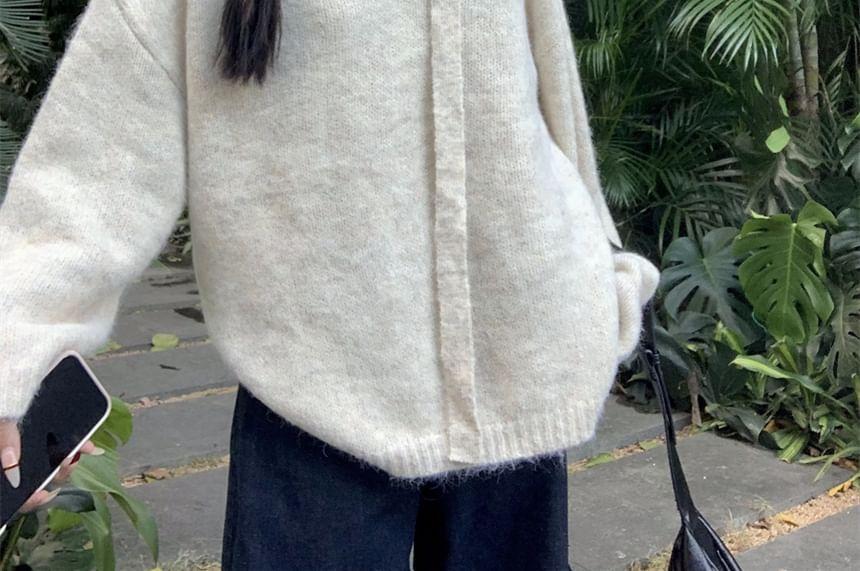 V-Neck Plain Sweater Product Image