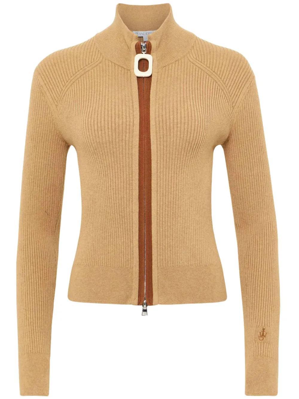 JW ANDERSON Fitted Zip Up Cardigan In Neutrals Product Image