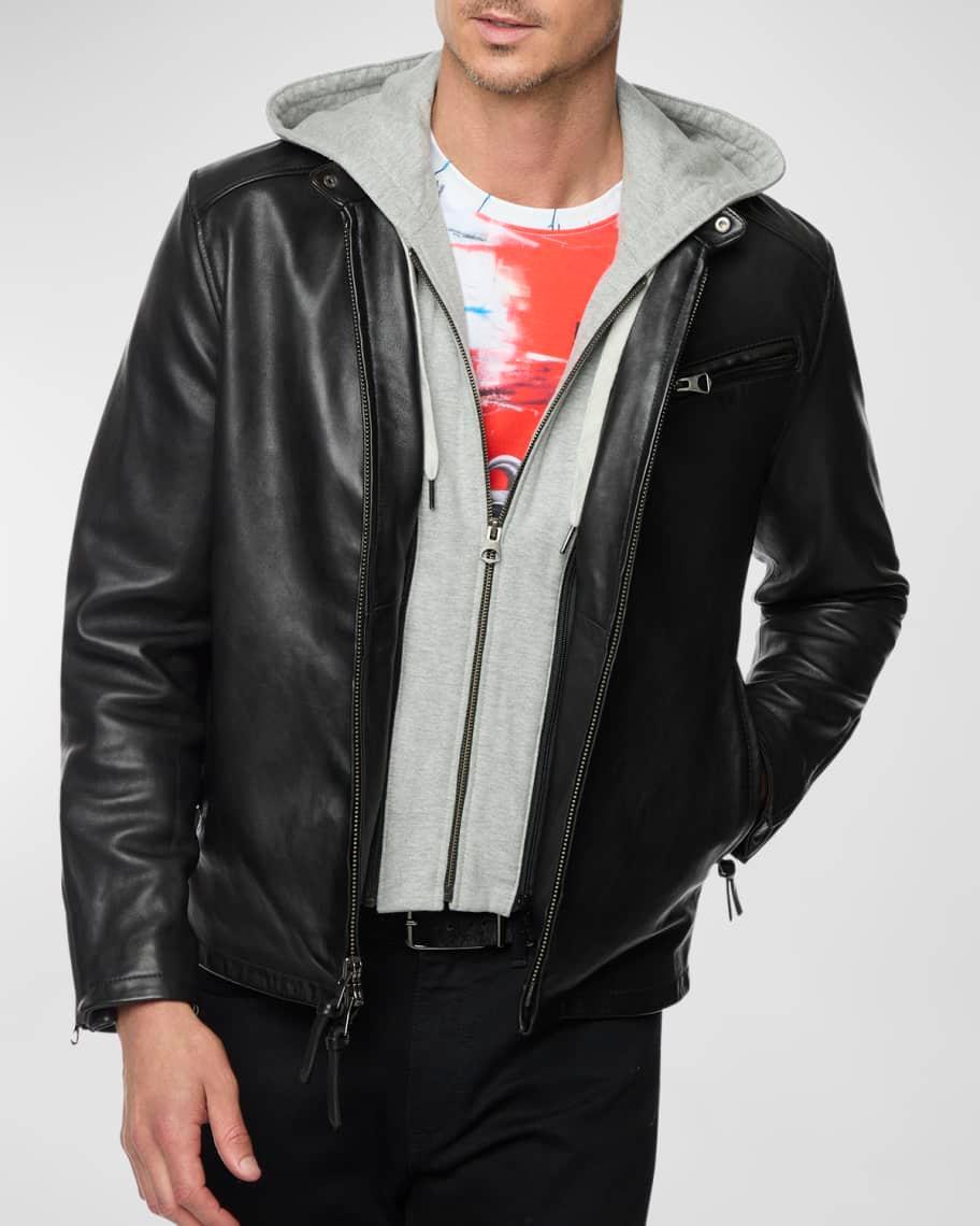 Mens Leather Moto Jacket Product Image