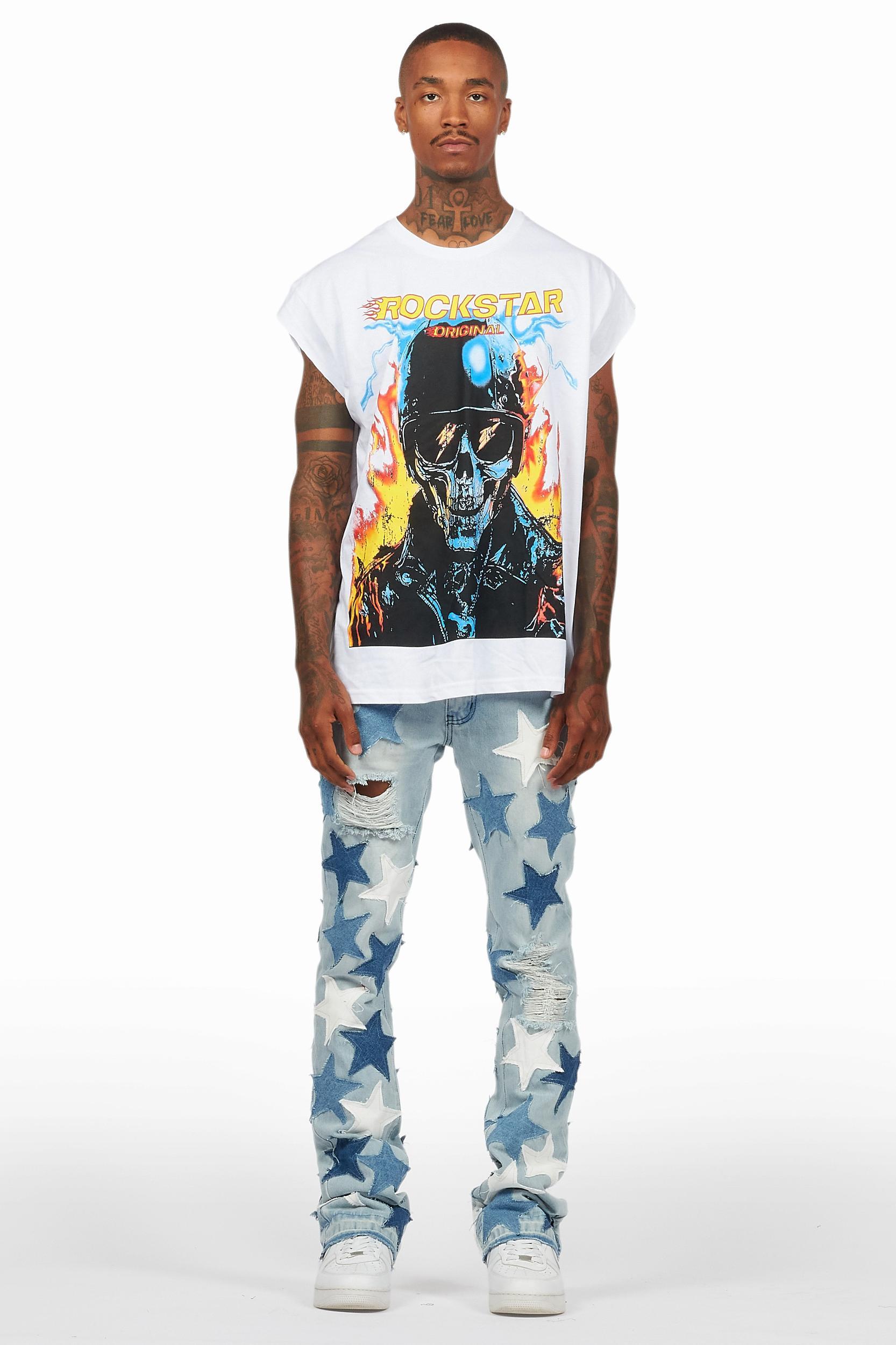 Balius White Graphic Muscle T-Shirt Male Product Image