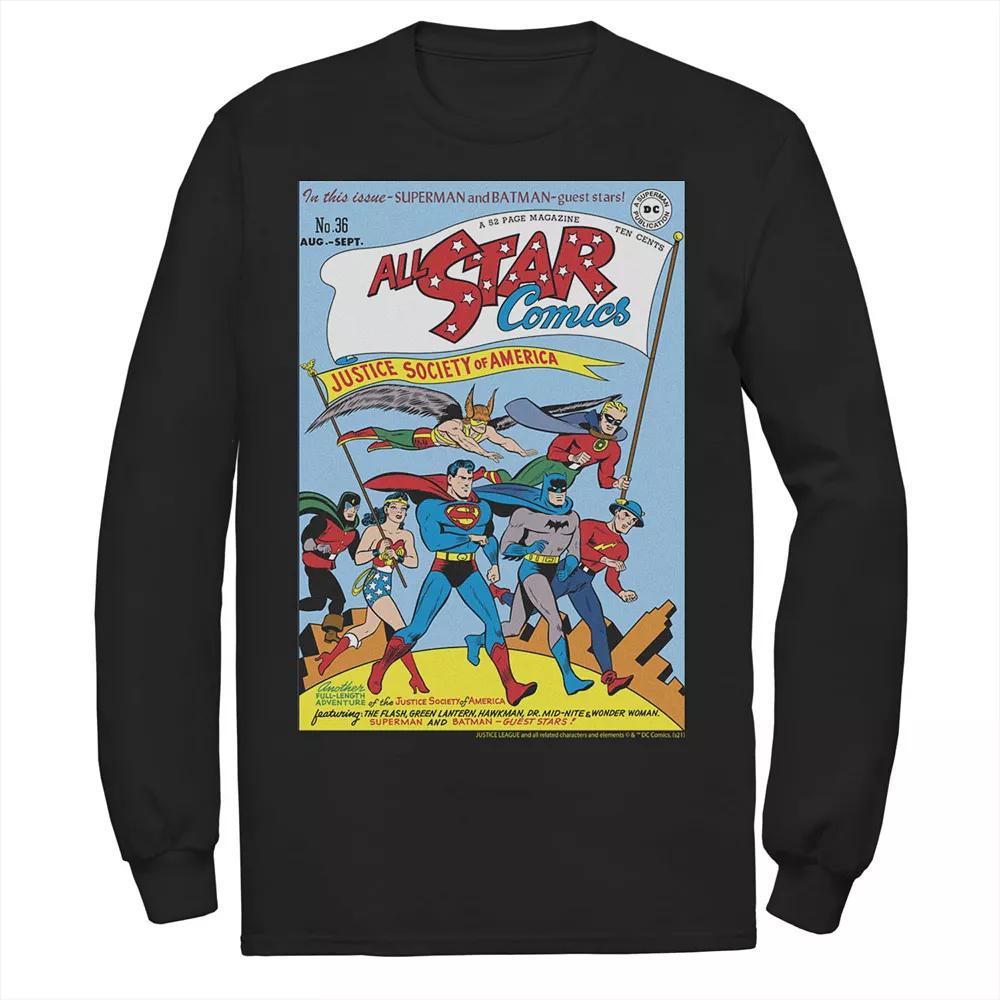 Men's Justice League All Star Comics Vintage Cover Tee, Size: Medium, Black Product Image