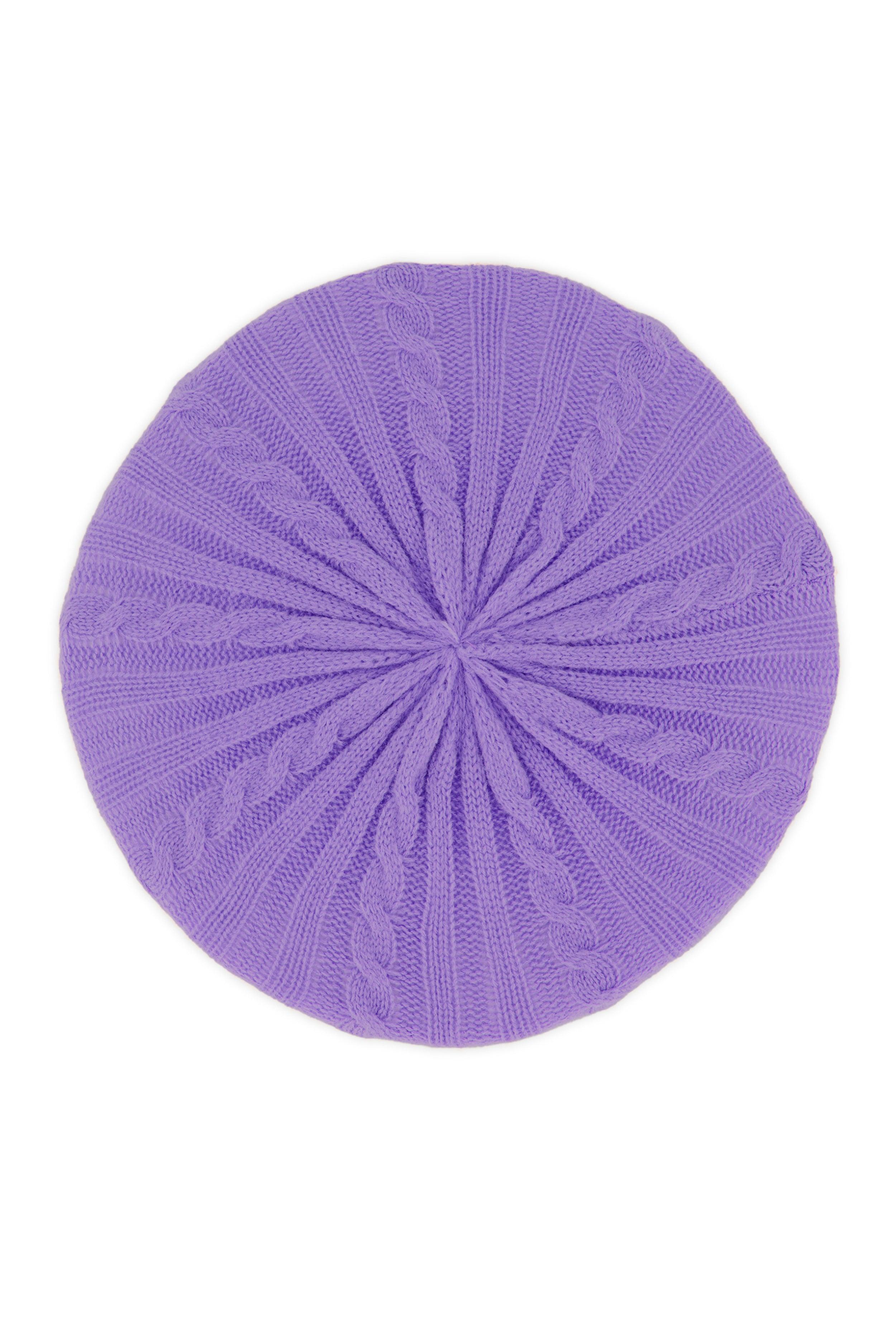 Womens Solid Cable Knit Beret Product Image