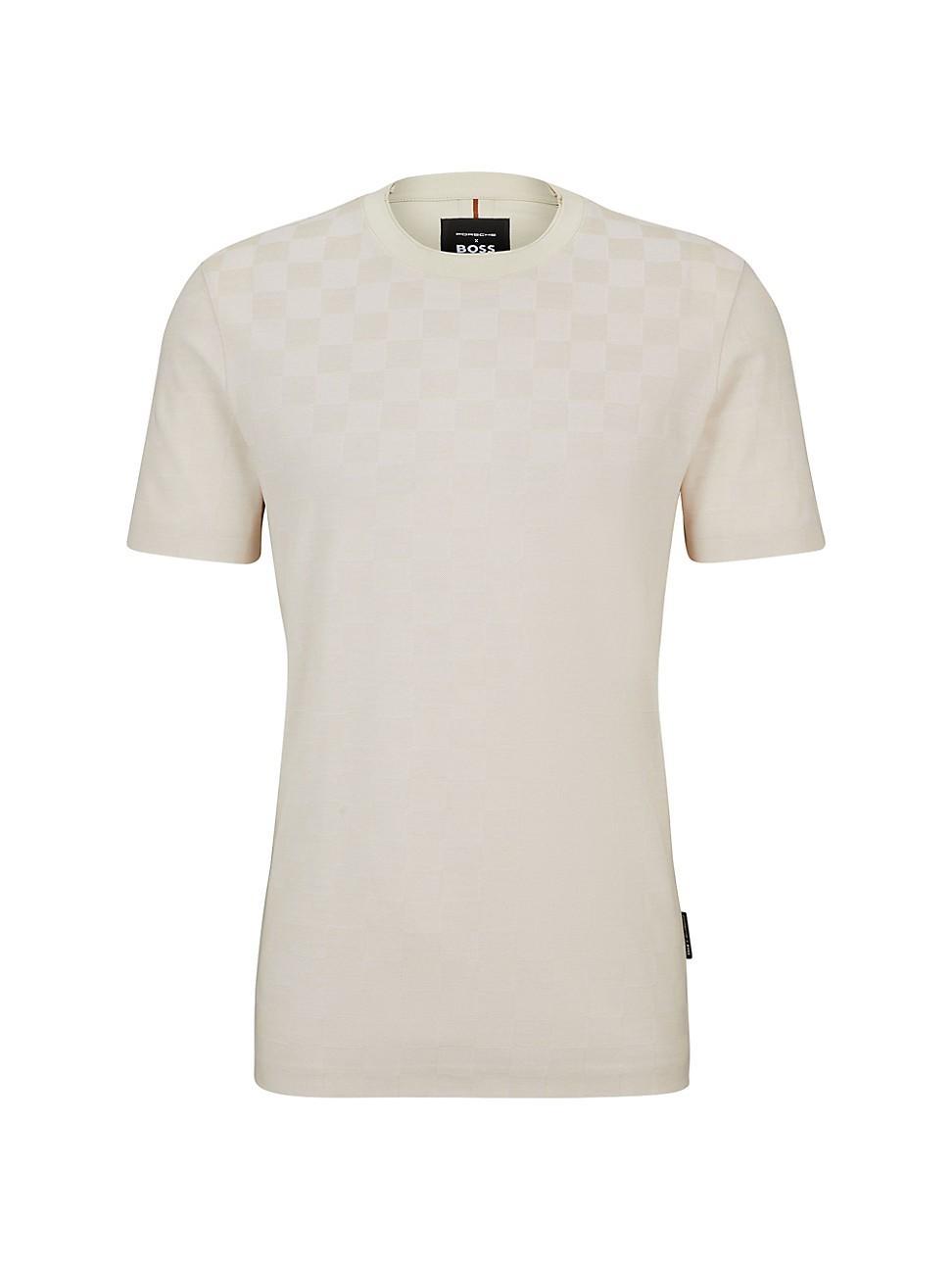 HUGO BOSS Structured-cotton T-shirt With Mercerized Finish In Blue Product Image