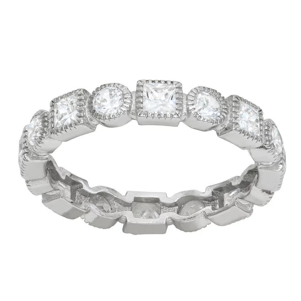 Contessa Di Capri Cubic Zirconia Filigree Eternity Band Ring, Women's, Size: 7, Sterling Silver Product Image