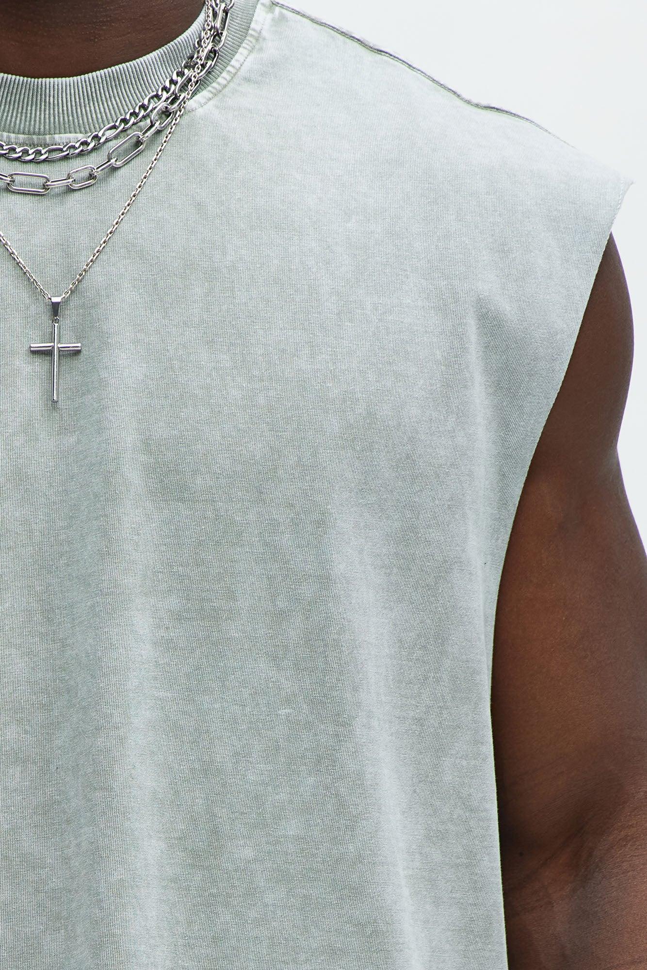 Relaxed Vintage Wash Heavyweight Muscle Tee - Sage Product Image