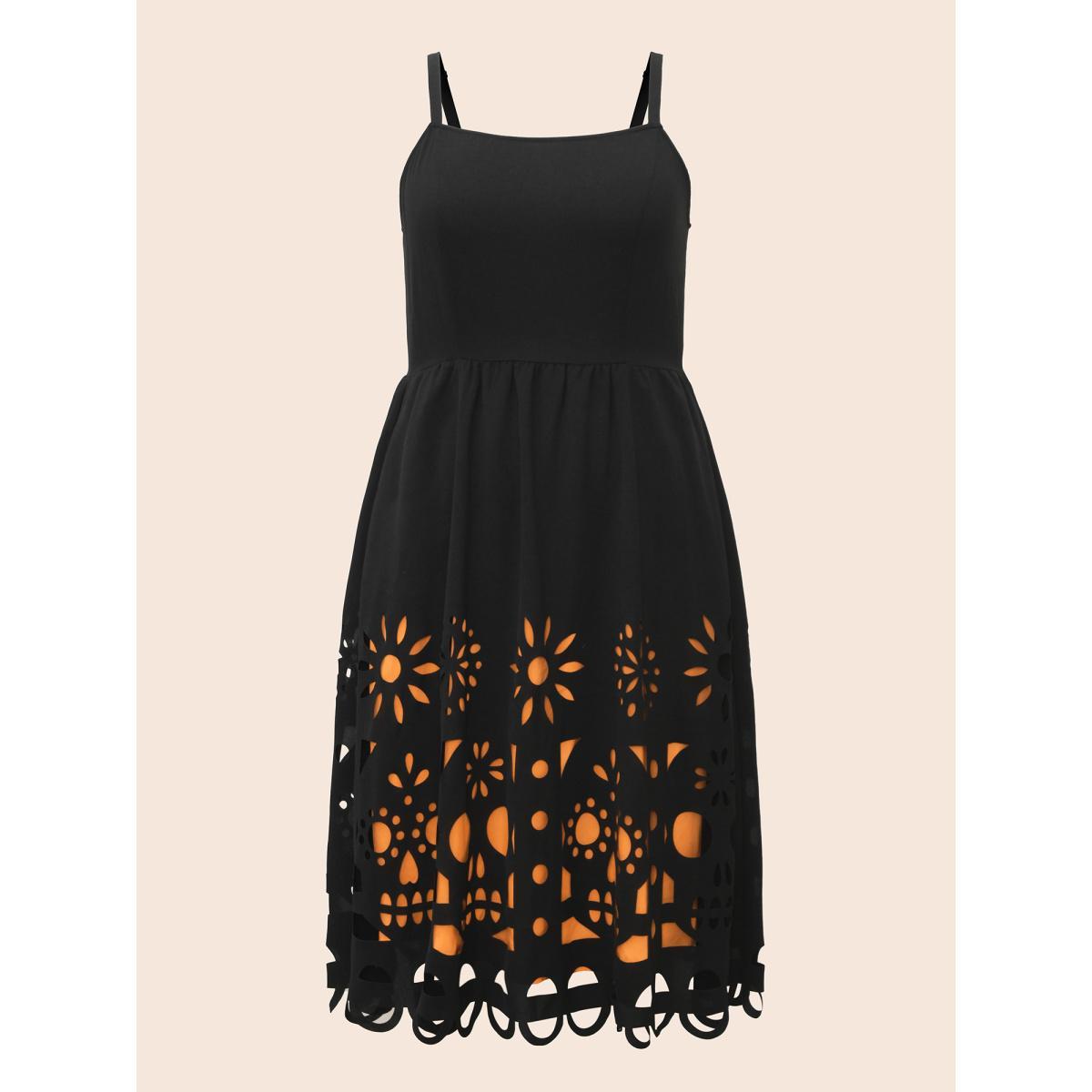 Plus Size Skull Burnout Cami Midi Dress Black Women Cocktail Contrast Party Curvy Bloomchic 12/L Product Image