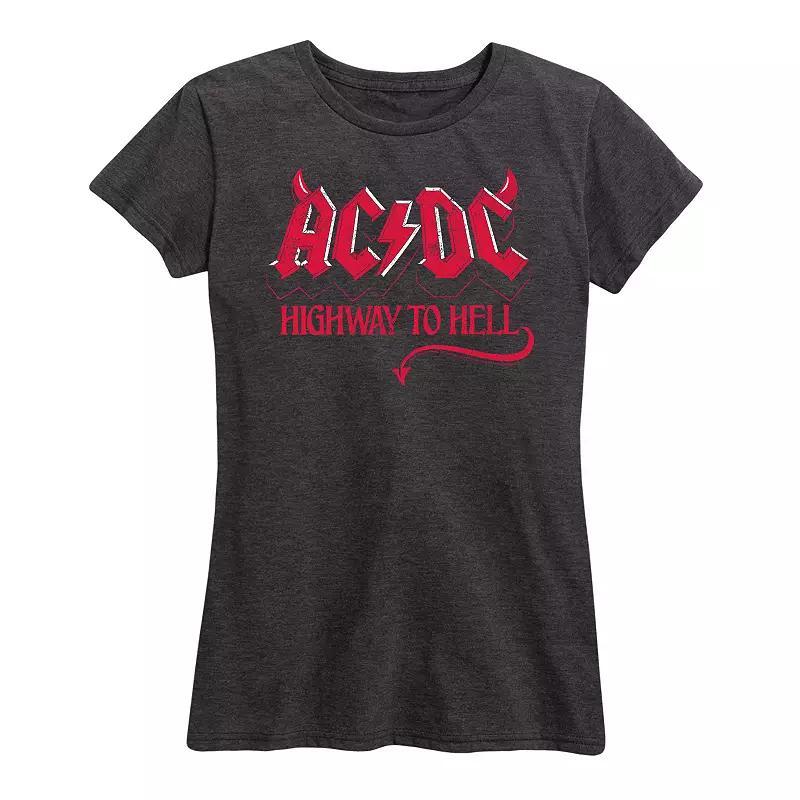 Womens ACDC Highway To Hell Graphic Tee, Girls Grey Gray Product Image
