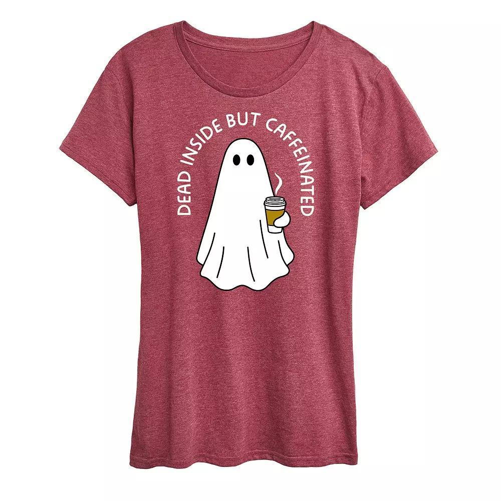 Womens Dead Inside Caffeinated Ghost Graphic Tee Grey Wine Product Image