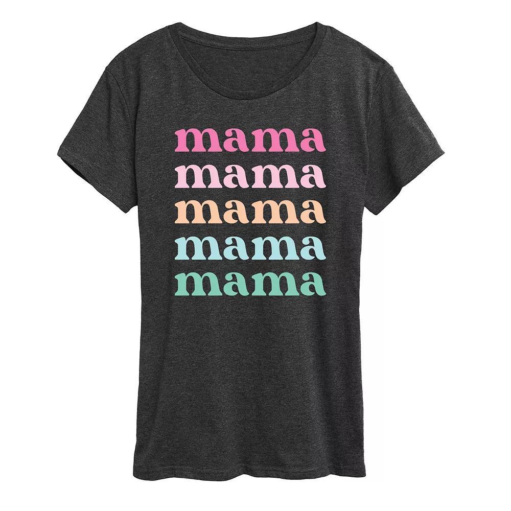Womens Colorful Stacked Mama Graphic Tee Blue Product Image