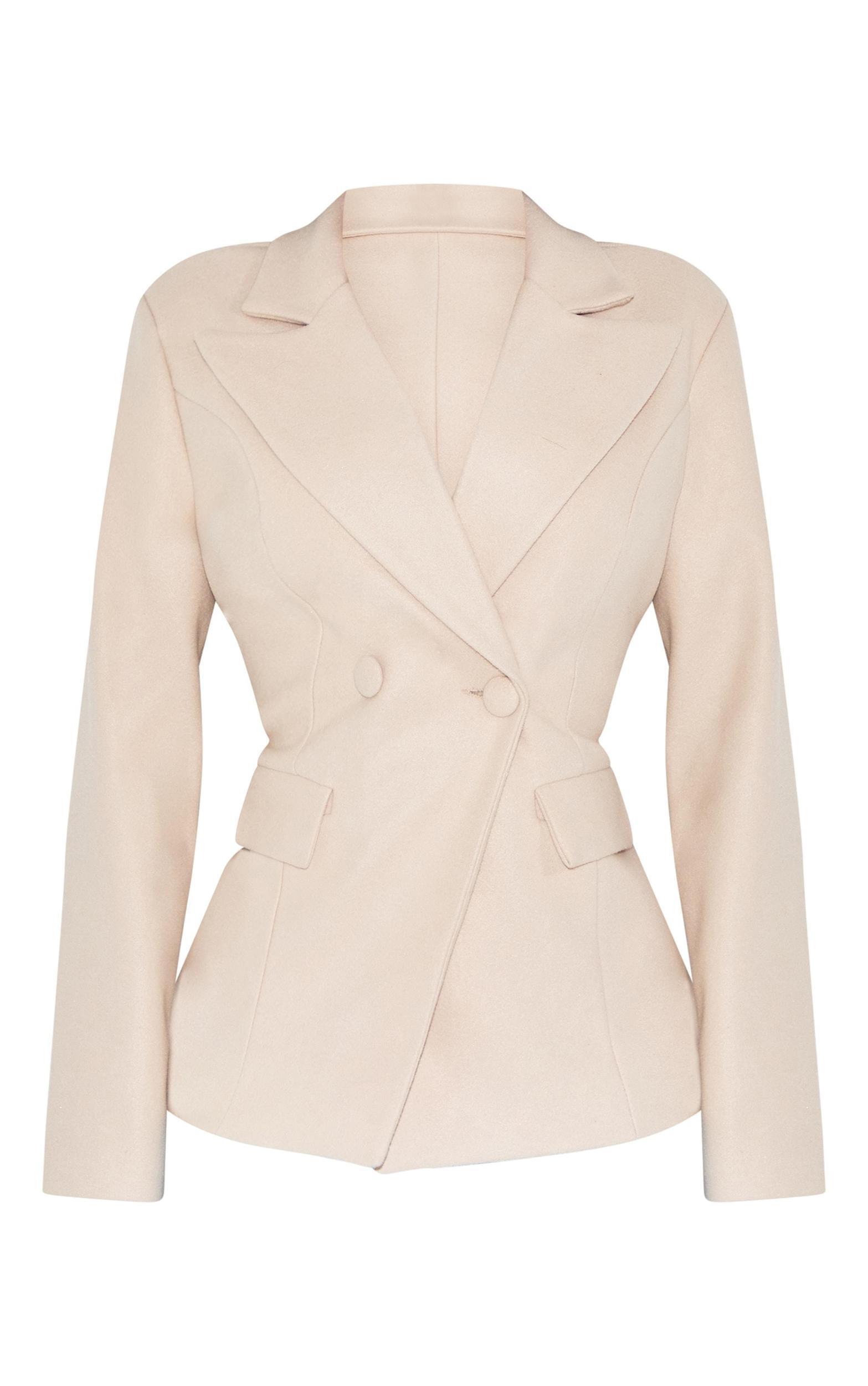 Shape Stone Wool Look Cinched Waist Blazer Product Image