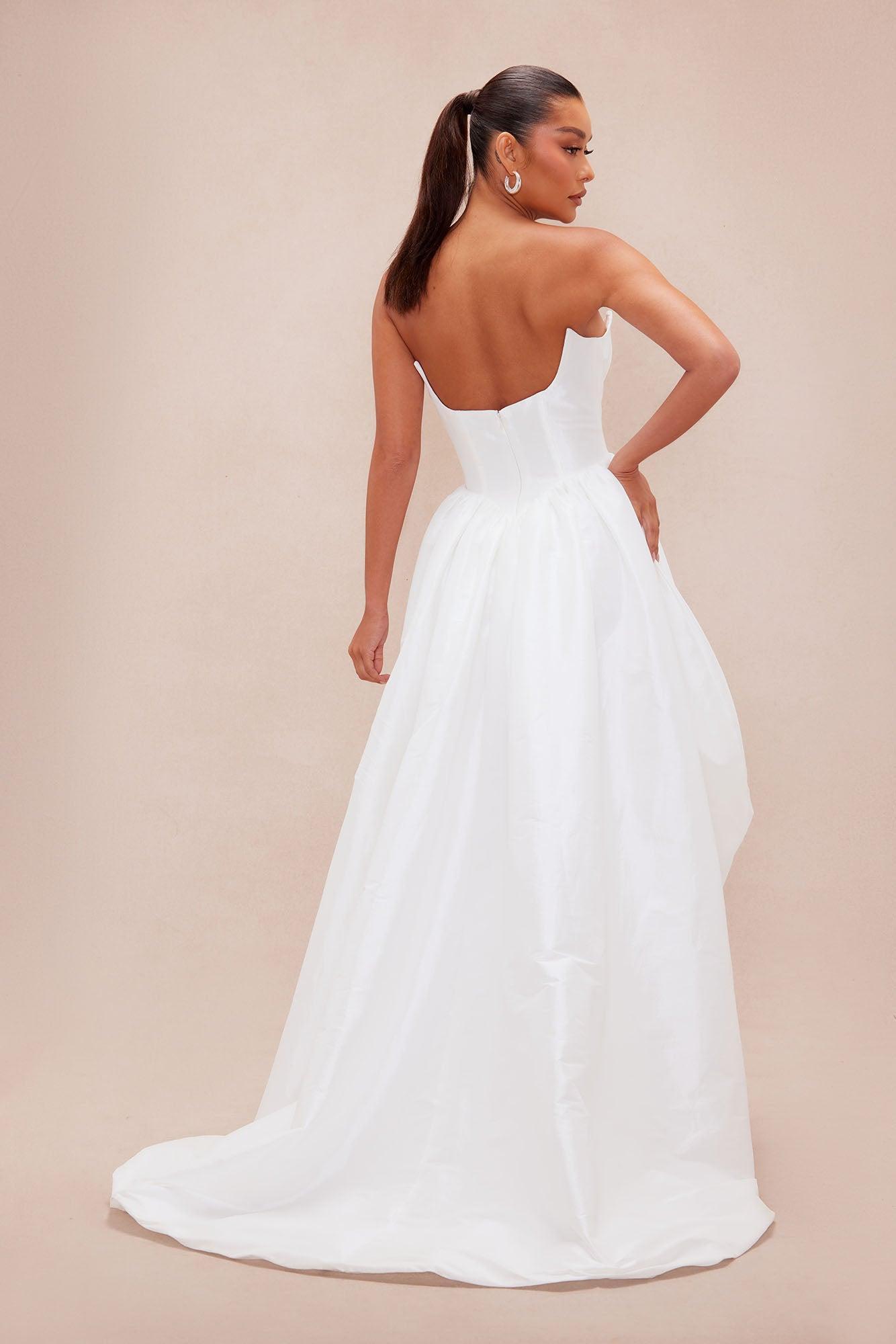 Aurora High Low Taffeta Gown - White Product Image