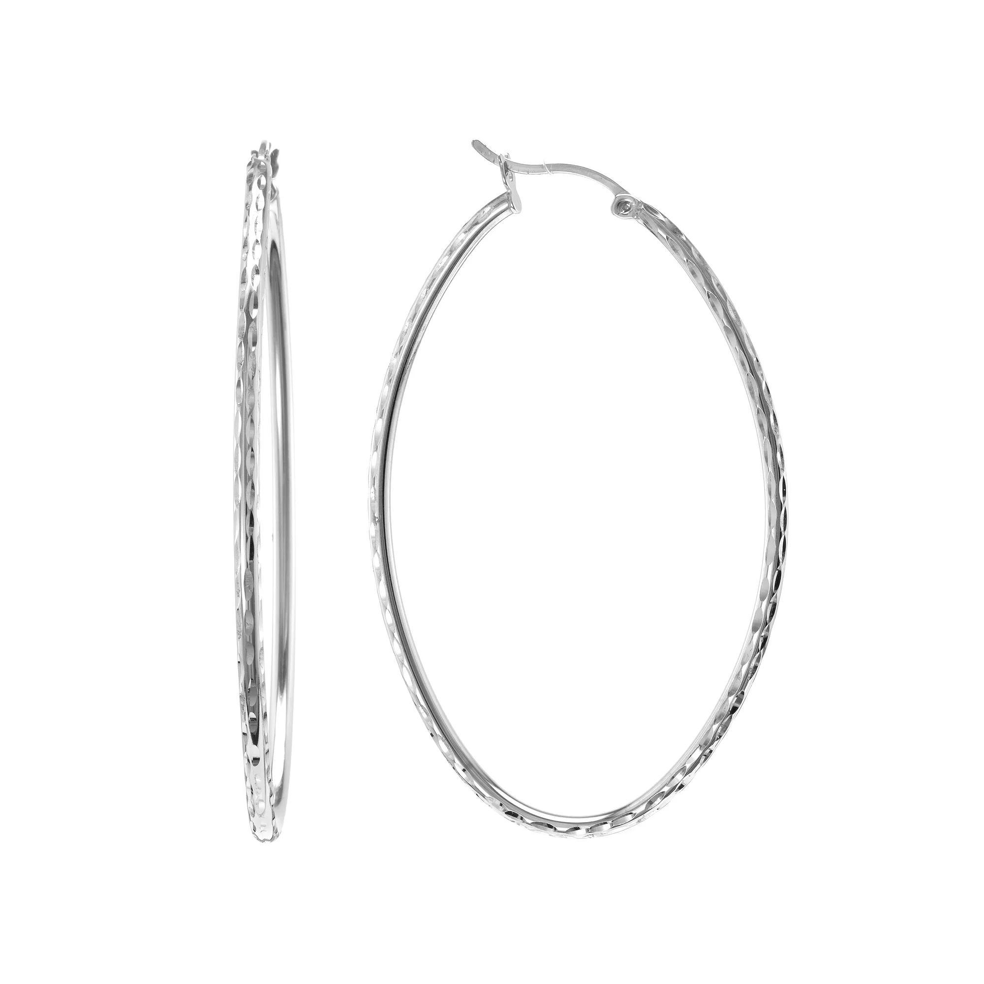 Judy Crowell Sterling Silver Textured Hoop Earrings, Women's Product Image