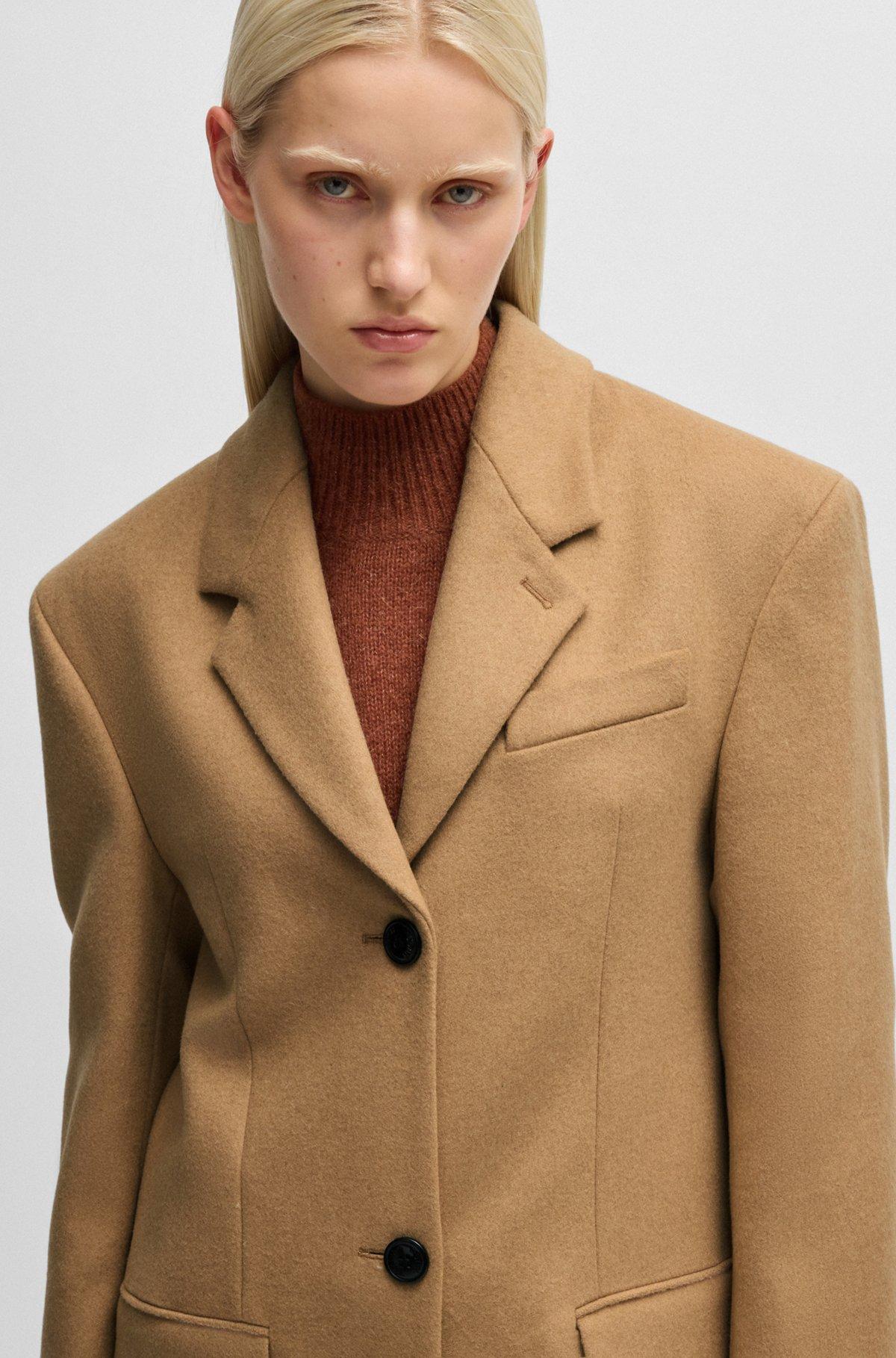 Oversize-fit coat with signature lining in wool Product Image