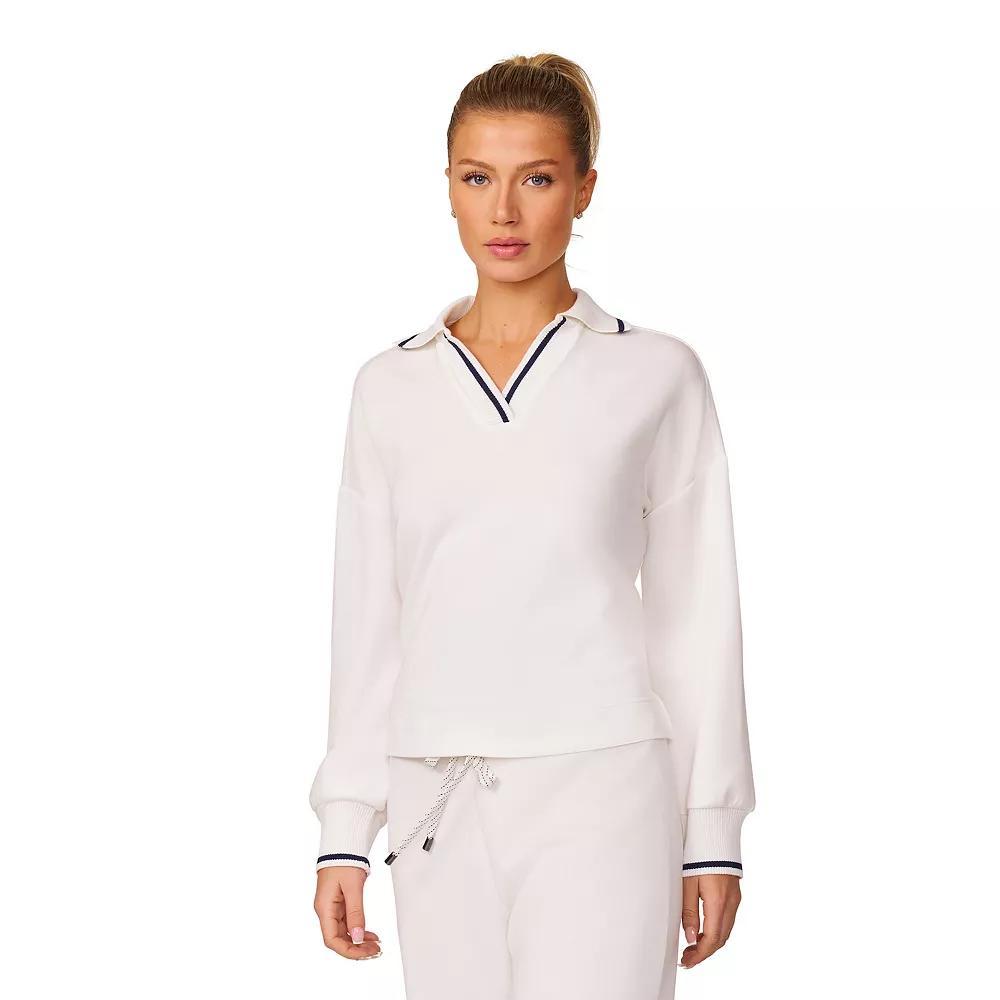 Womens Cable & Gauge Rib Trim Polo Collar Top Product Image