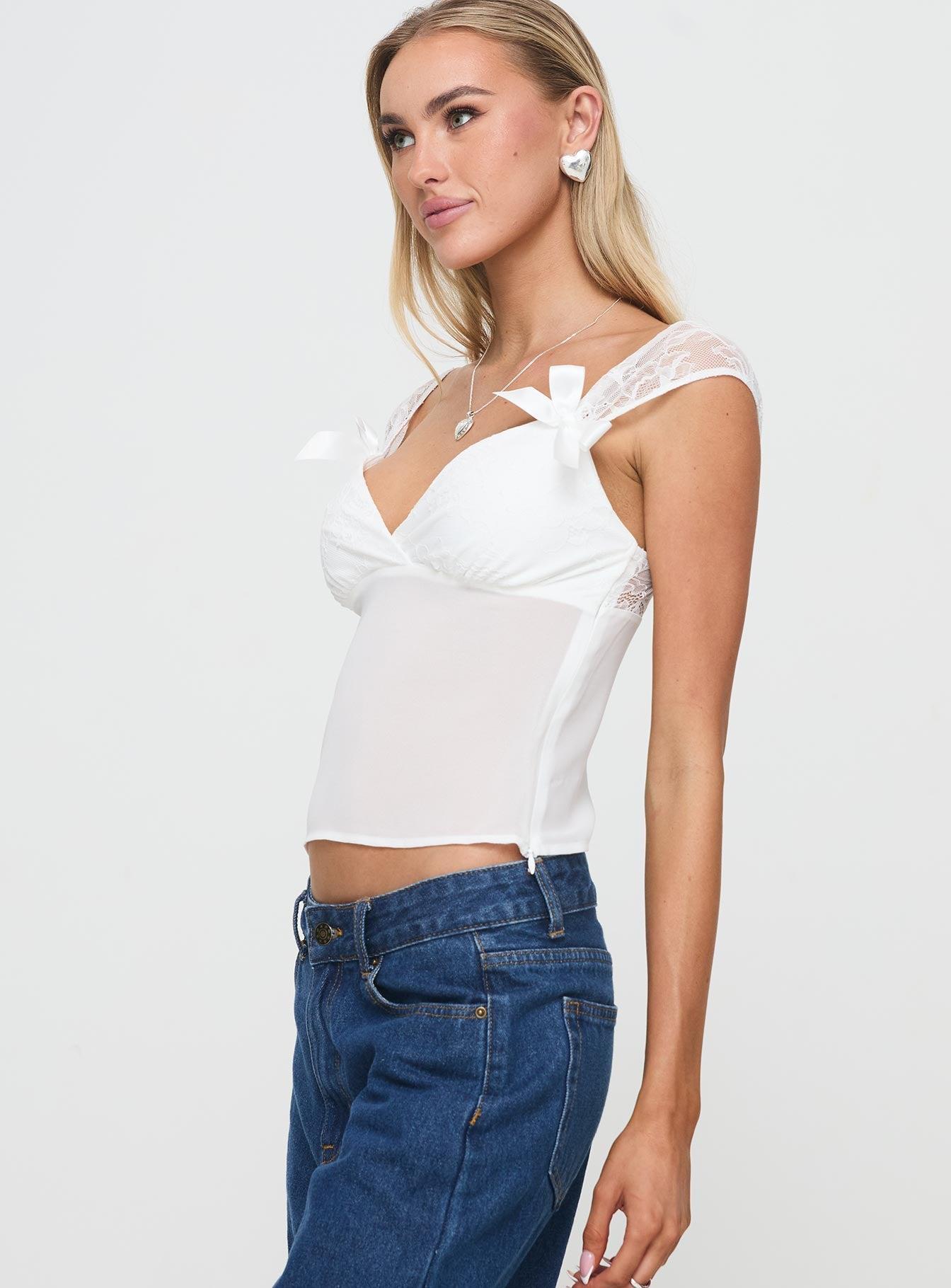 Fairhaven Bow Detail Top White Product Image