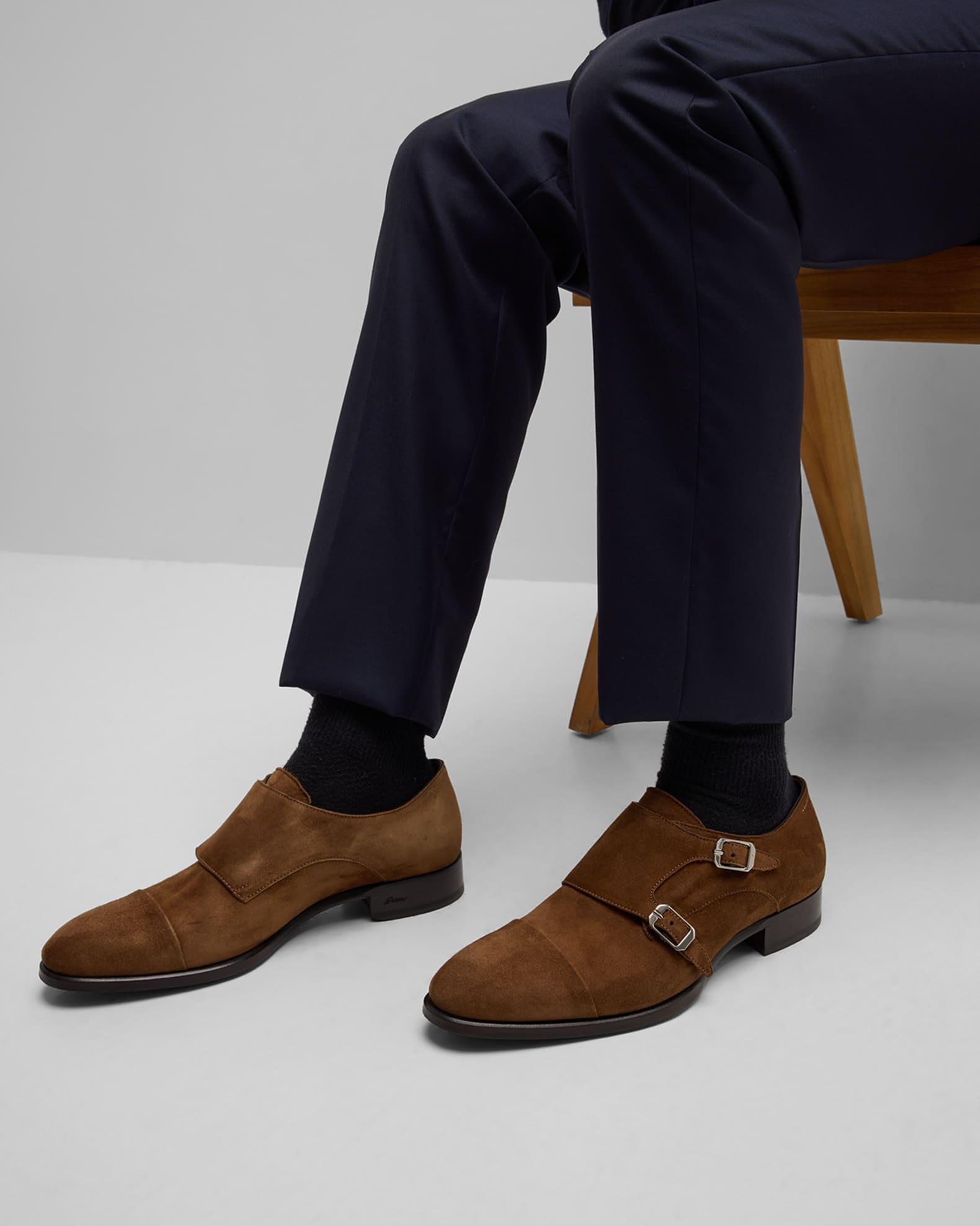 Men's York Suede Double-Monk Strap Loafers Product Image