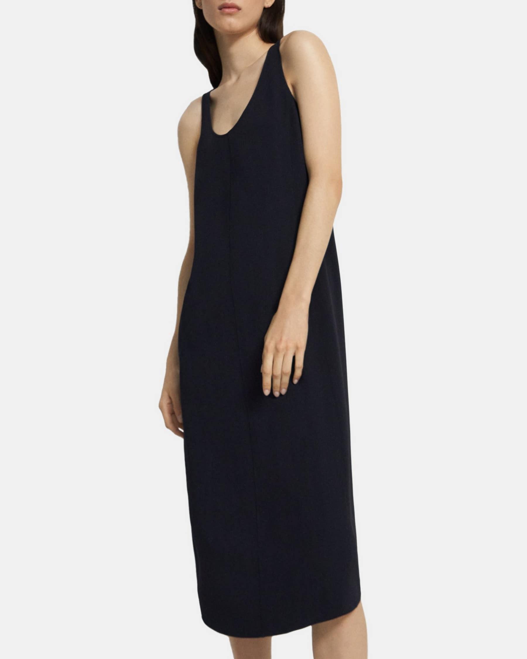 Midi Tank Dress in Striped Crepe Product Image