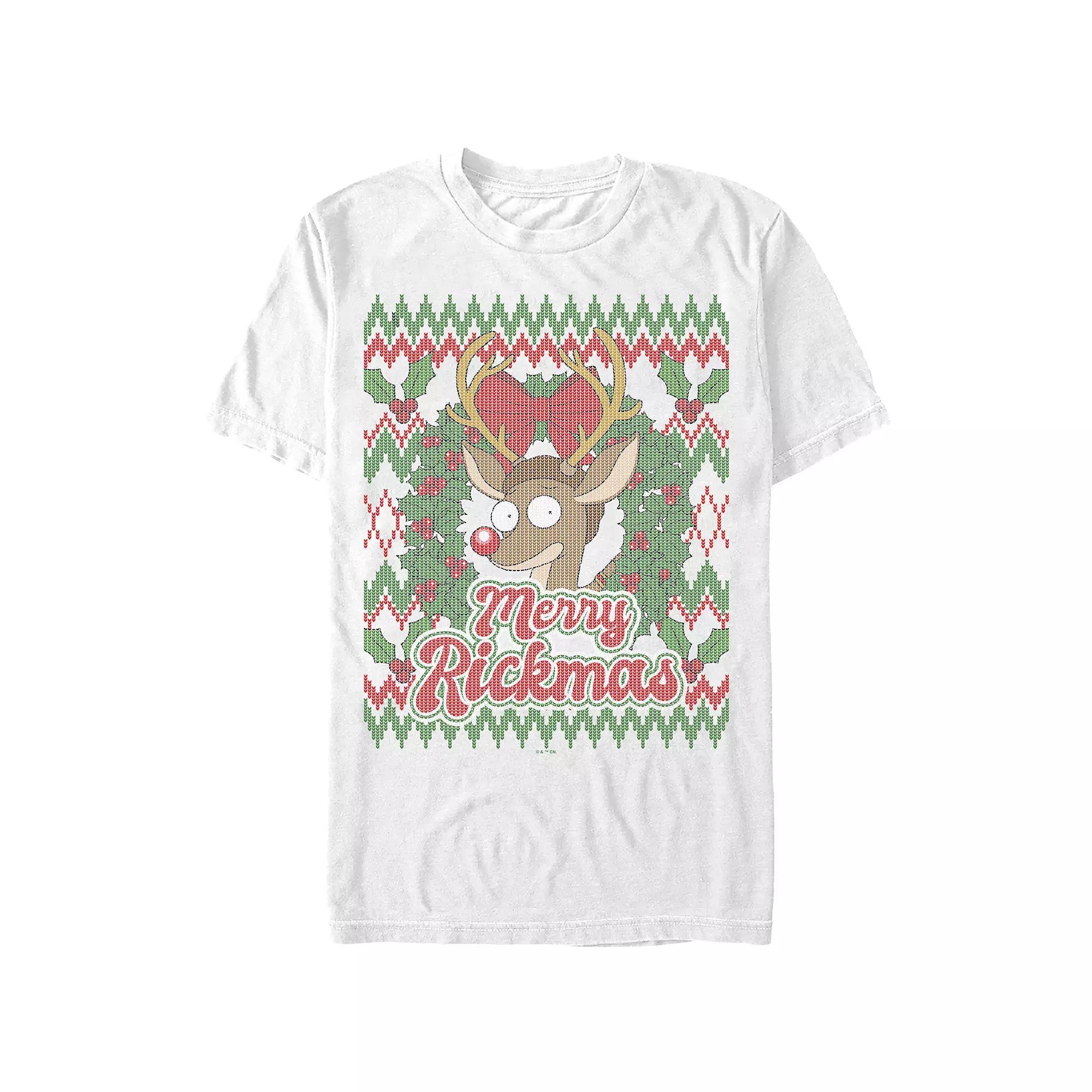 Men's Rick And Morty Merry Rickmas Graphic Tee, Size: Large, White Product Image