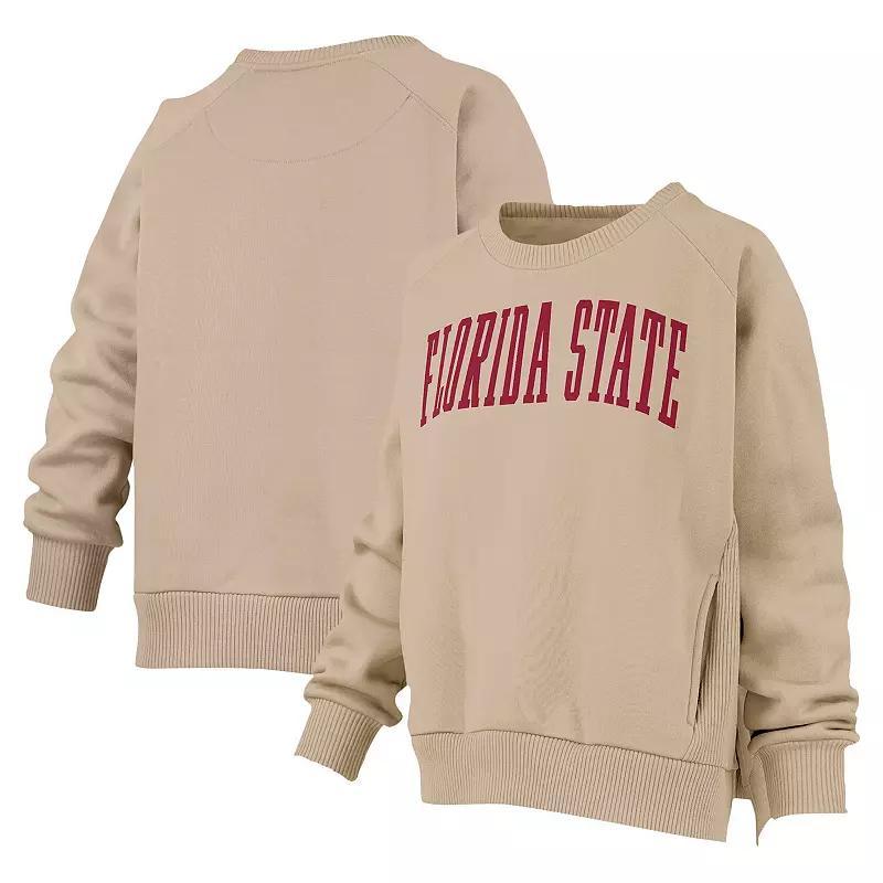 Women's Pressbox Khaki Florida State Seminoles Pocketed Raglan Pullover Sweatshirt, Size: Large, Beig K Product Image