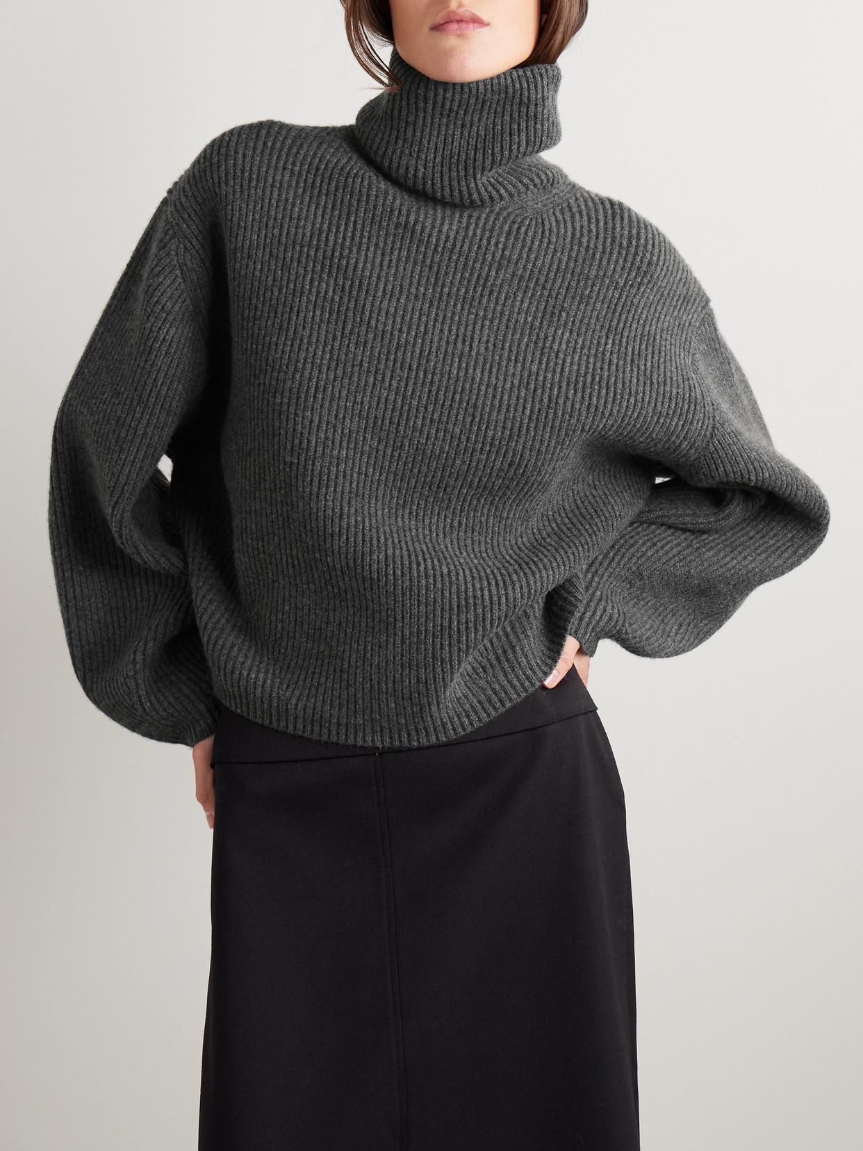 TOTÊME Ribbed Turtleneck In Grey Melange Product Image
