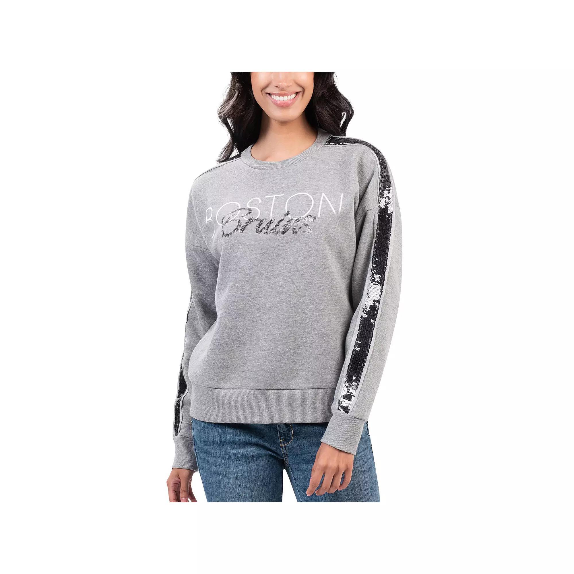 Women's G-III 4Her by Carl Banks Gray Boston Bruins Penalty Box Pullover Sweatshirt, Size: Large, Grey Product Image