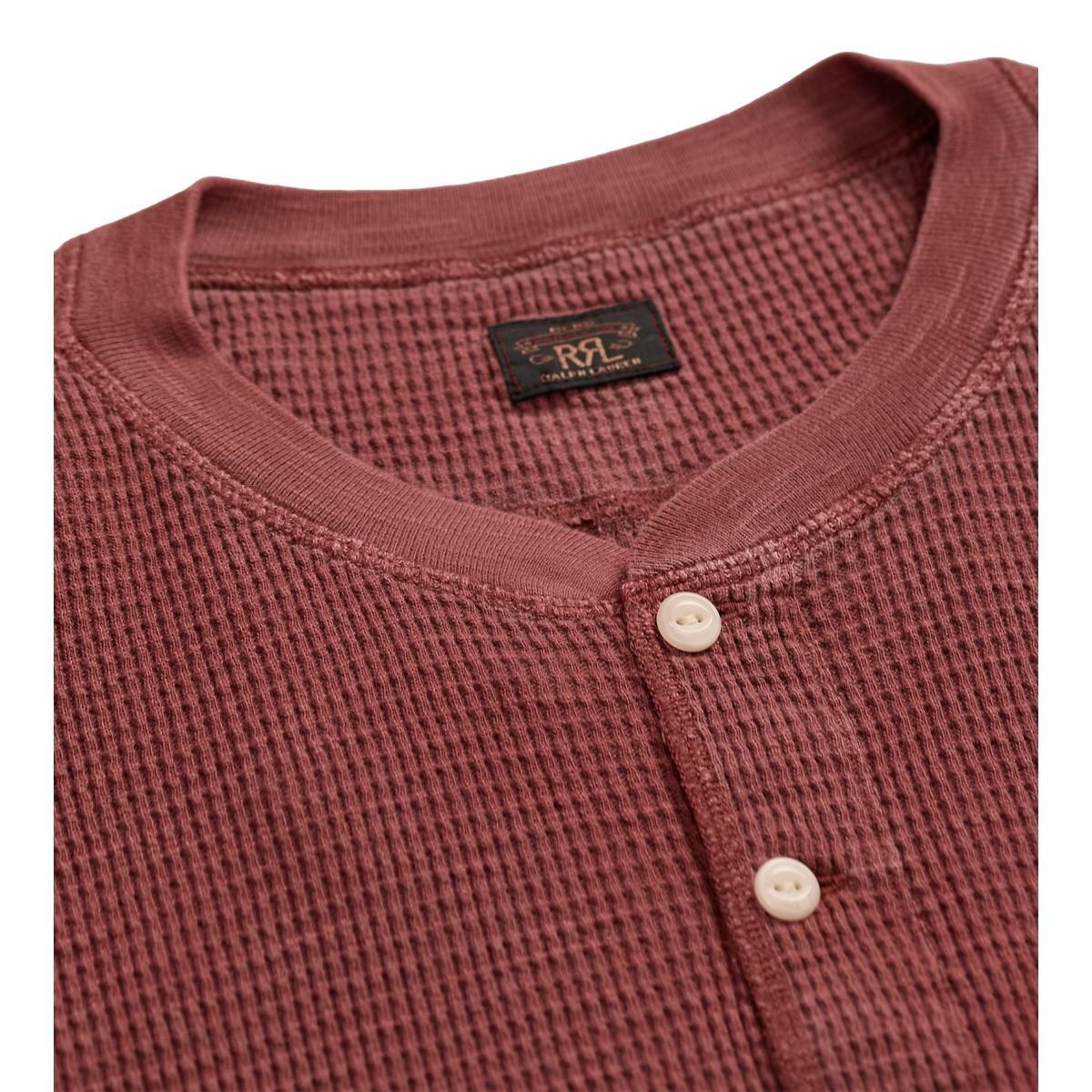 Garment-Dyed Waffle-Knit Henley Shirt Wine Product Image