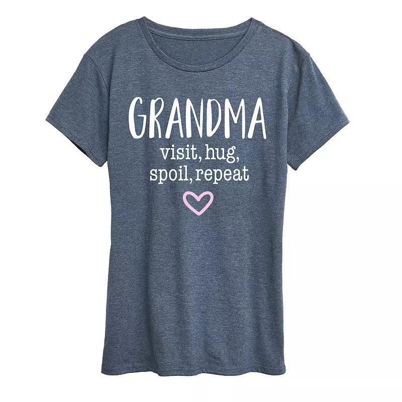 Plus Grandma Visit Hug Graphic Tee, Womens Grey Blue Product Image