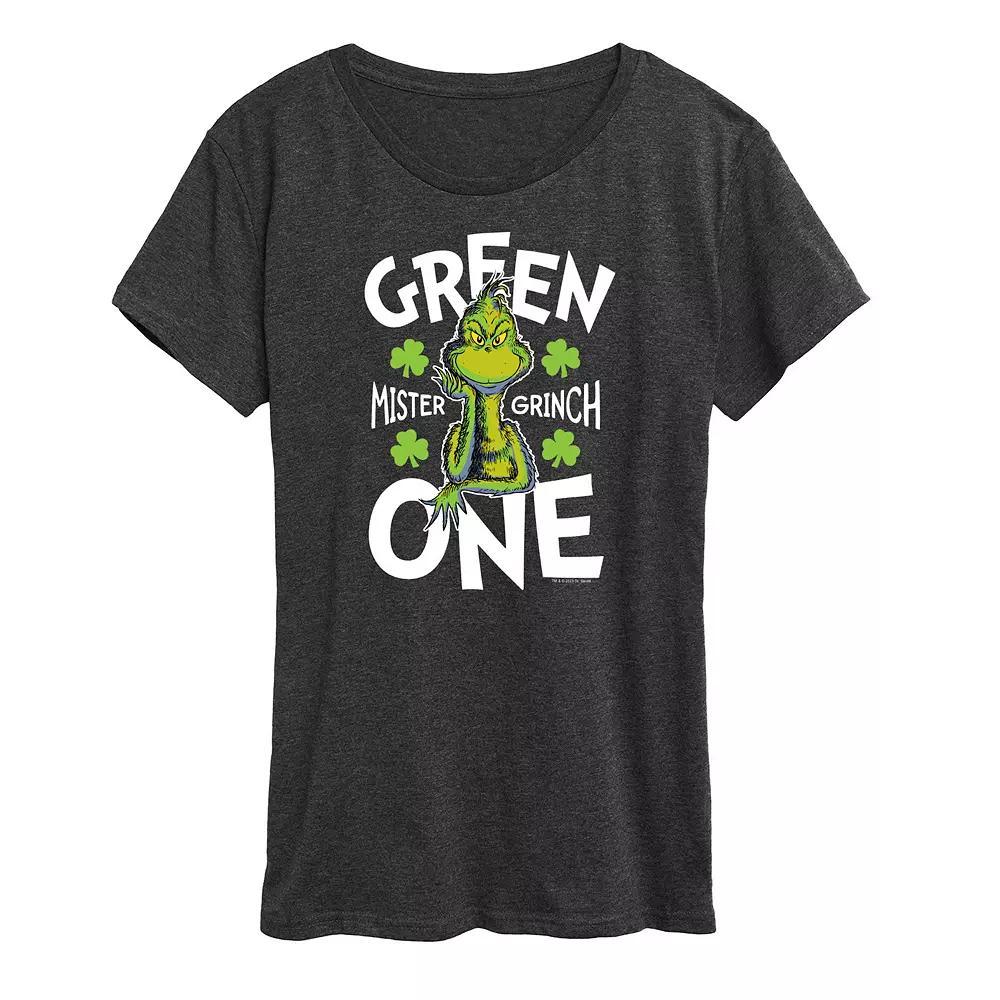 Women's Dr. Seuss Green One Graphic Tee, Size: Medium, Heather Grey Product Image