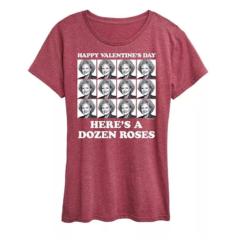 Women's Golden Girls Happy Valentine's Day Roses Graphic Tee, Girl's, Size: XL, Heather Grey Product Image