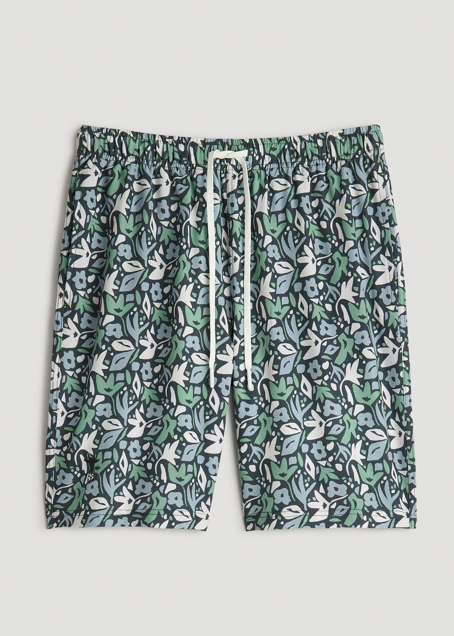 Volley Swim Shorts for Tall Men in Green Floral Product Image