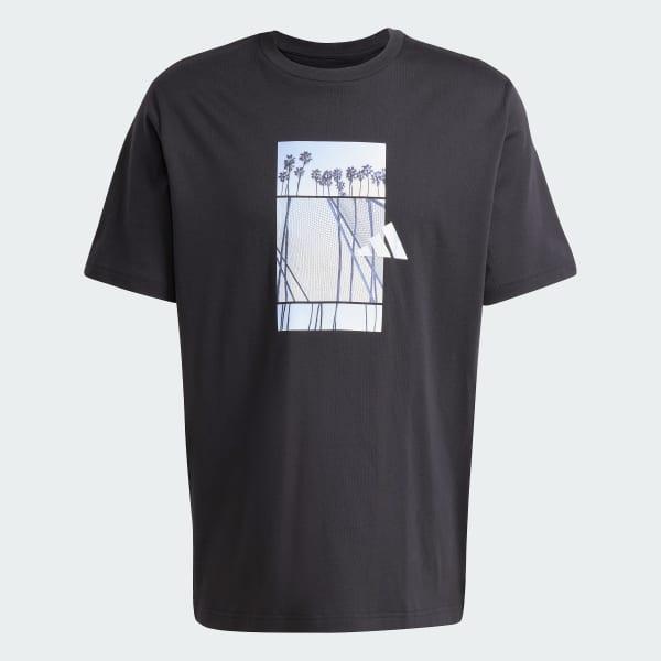 adidas Lens Elevated Graphic Tee Olive Strata M Mens Product Image