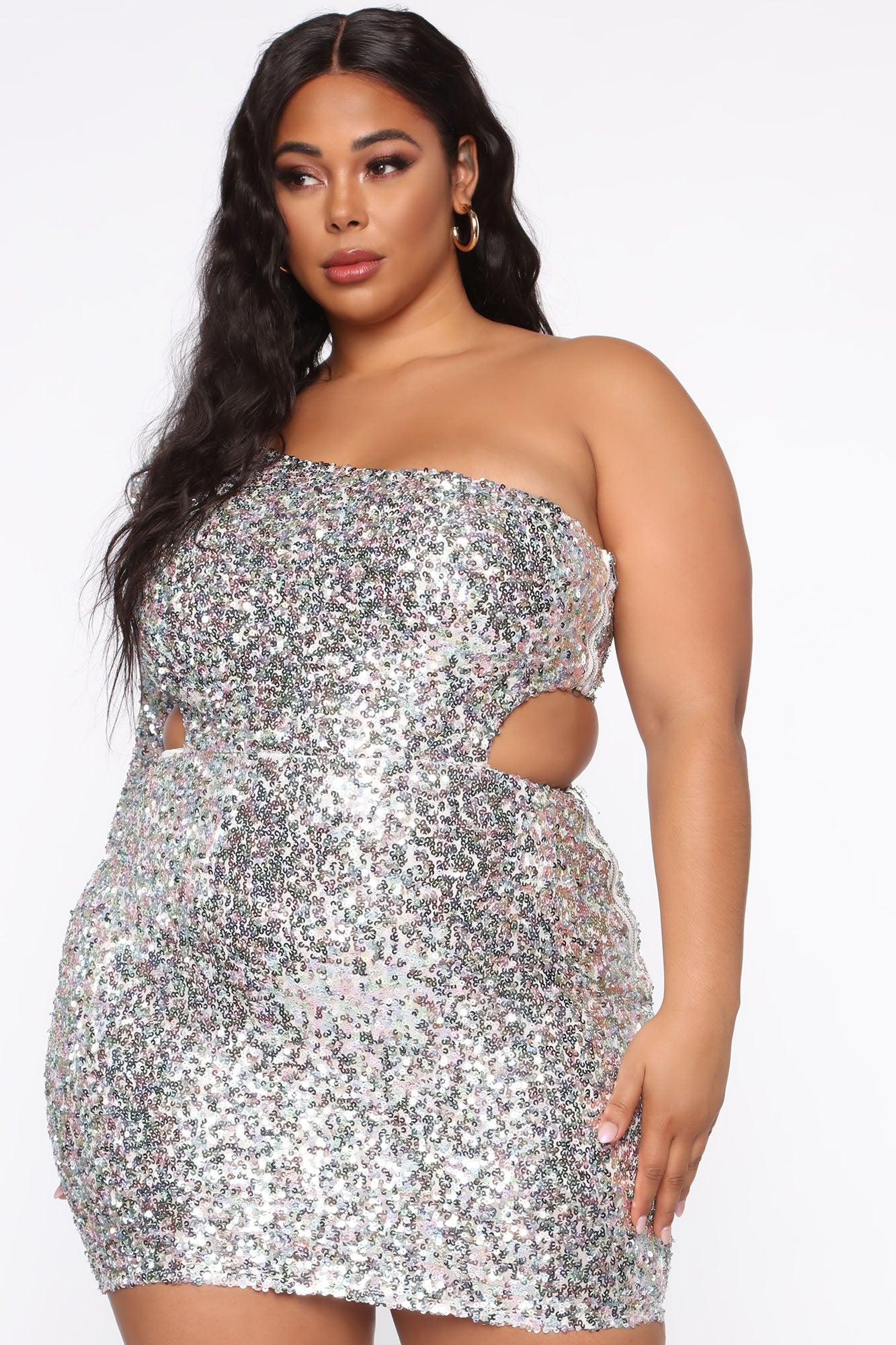 More Time To Shine Mini Dress - Silver/Multi Product Image