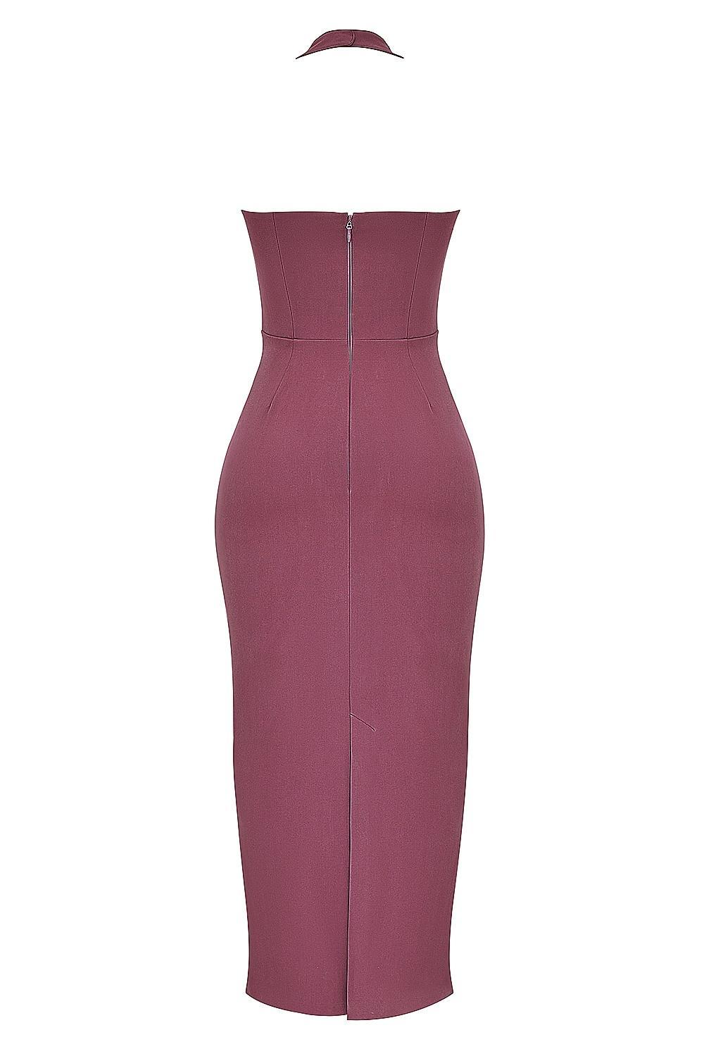Mia Mulberry Twill Halter Maxi Dress Product Image