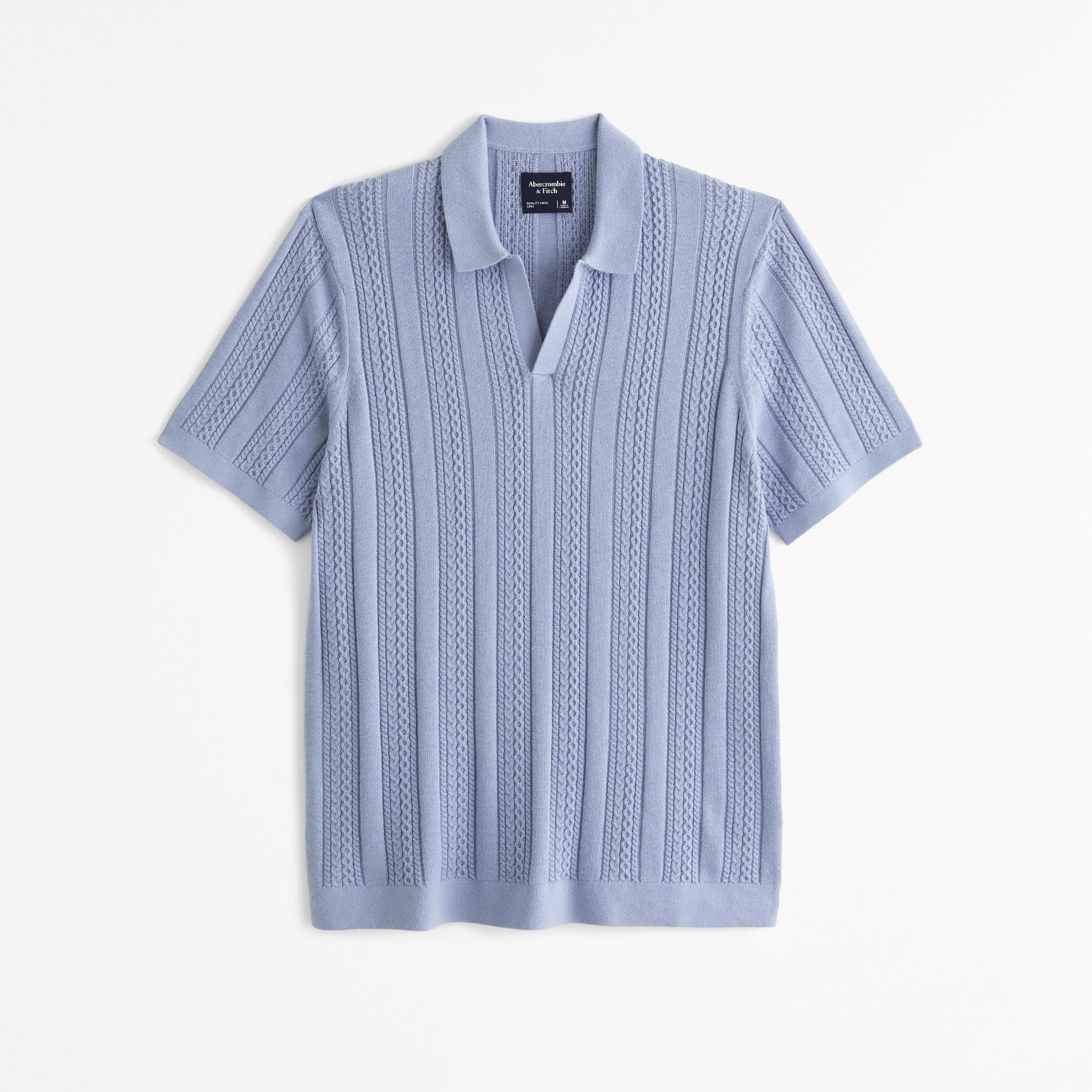 Cable Stitch Johnny Collar Sweater Polo Product Image