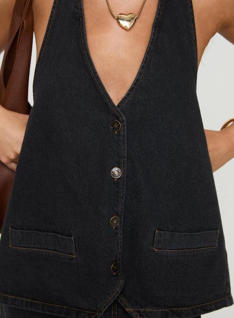 Hills Halter Washed Black Product Image